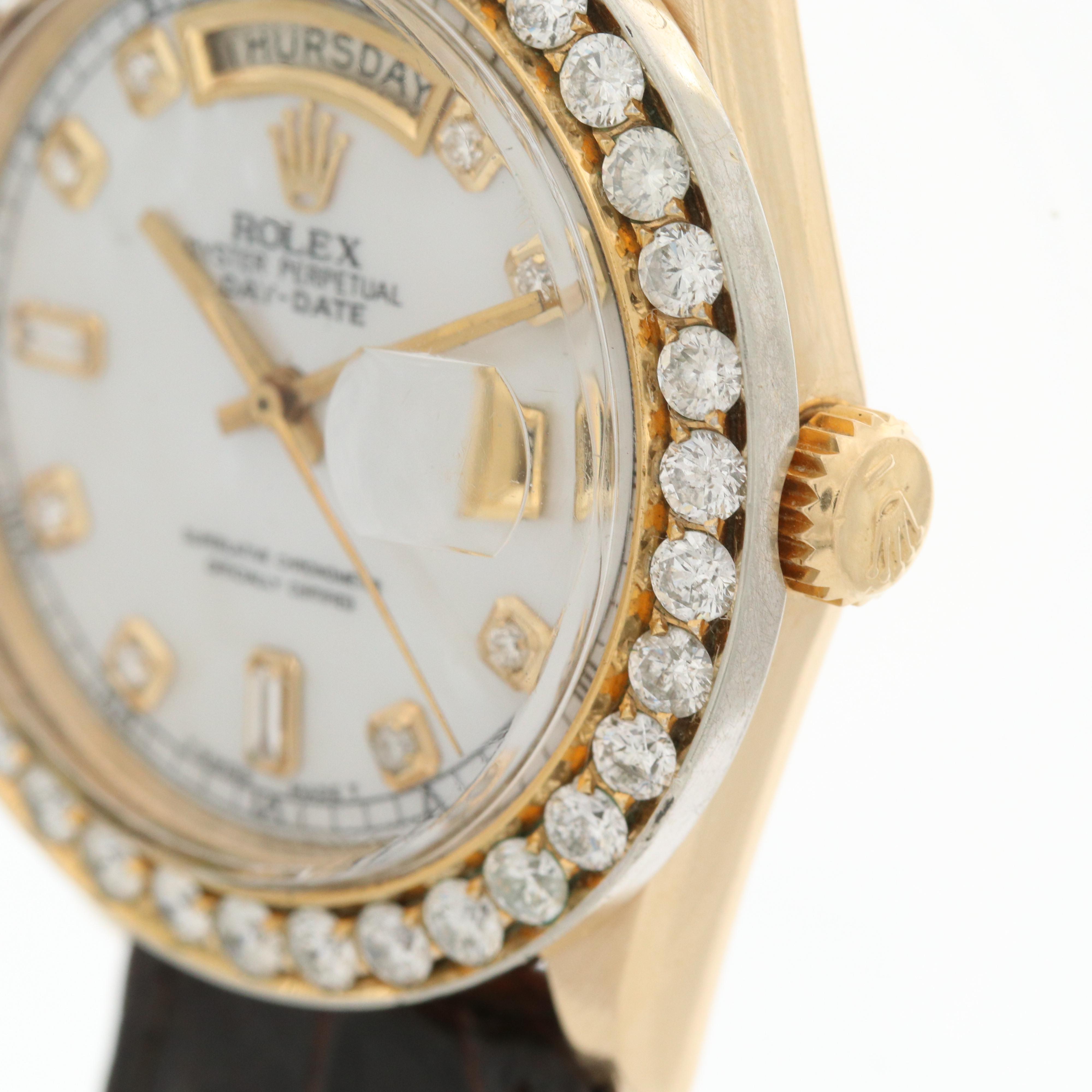 Rolex 3.00 CTW Diamond and 18K Gold Day-Date Automatic Watch