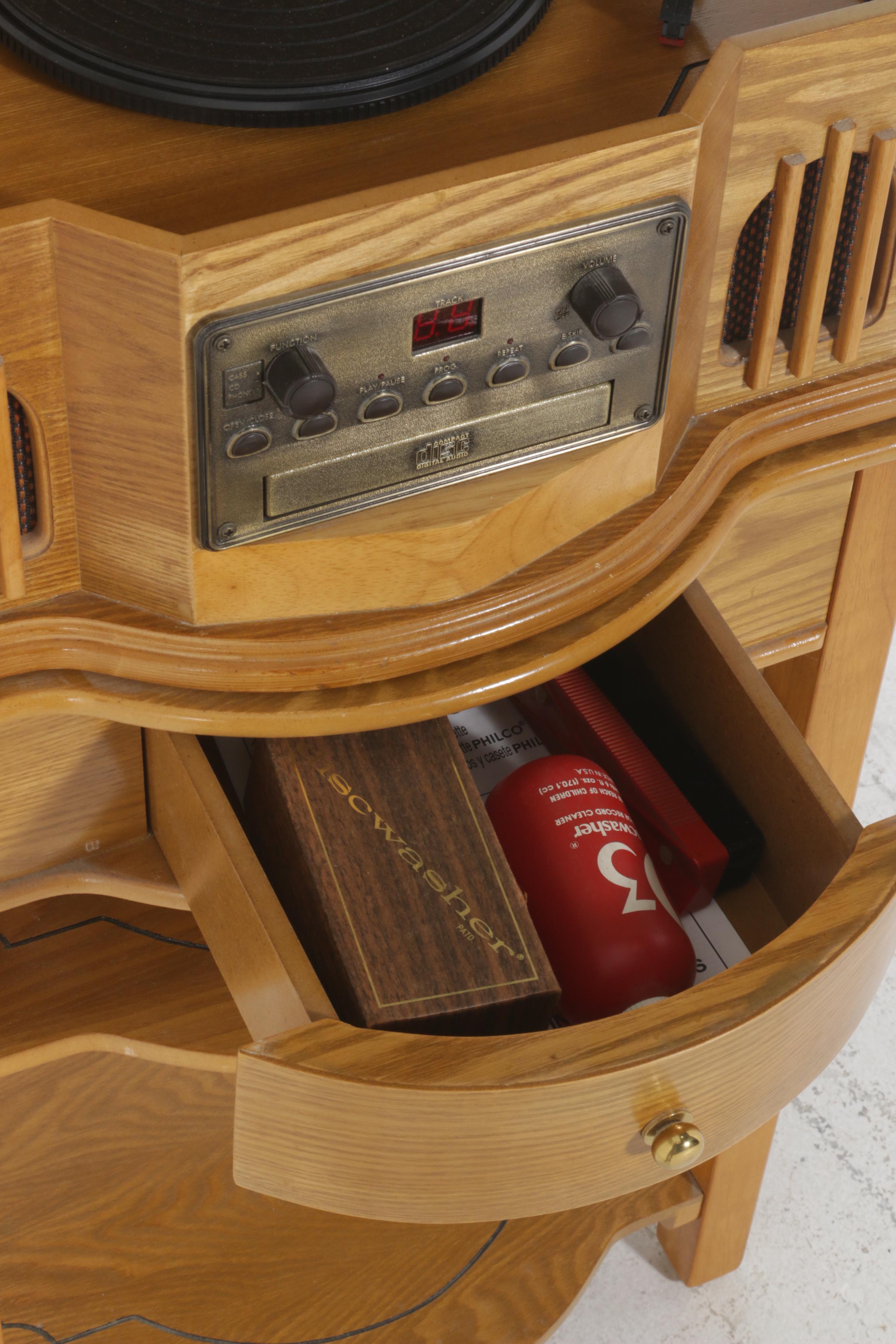Philco Art Deco-Style Multimedia Player with Removable Stand, Late 20th Century