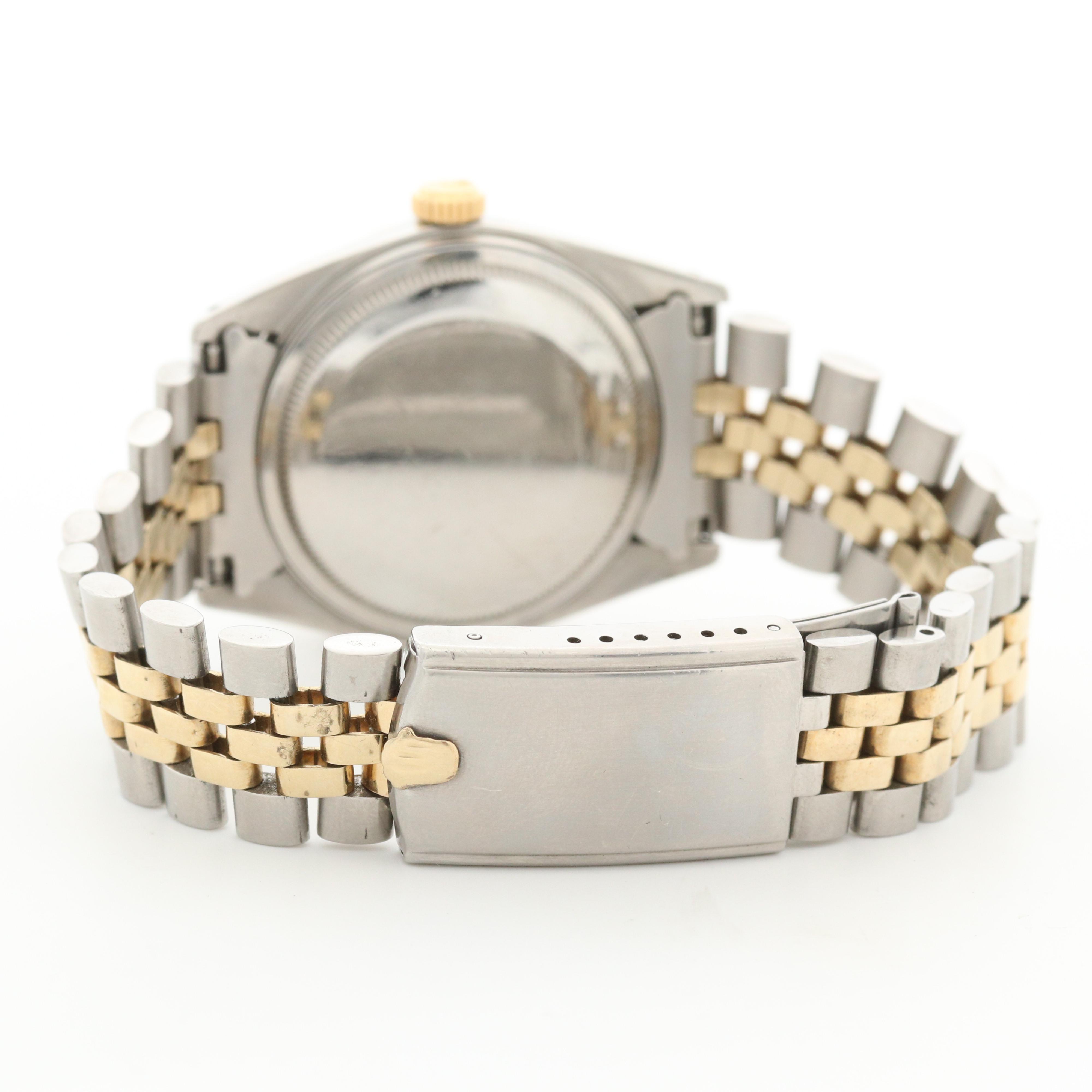 Rolex Datejust 14K Gold and Stainless Steel Watch With Diamond Pie Pan Dial