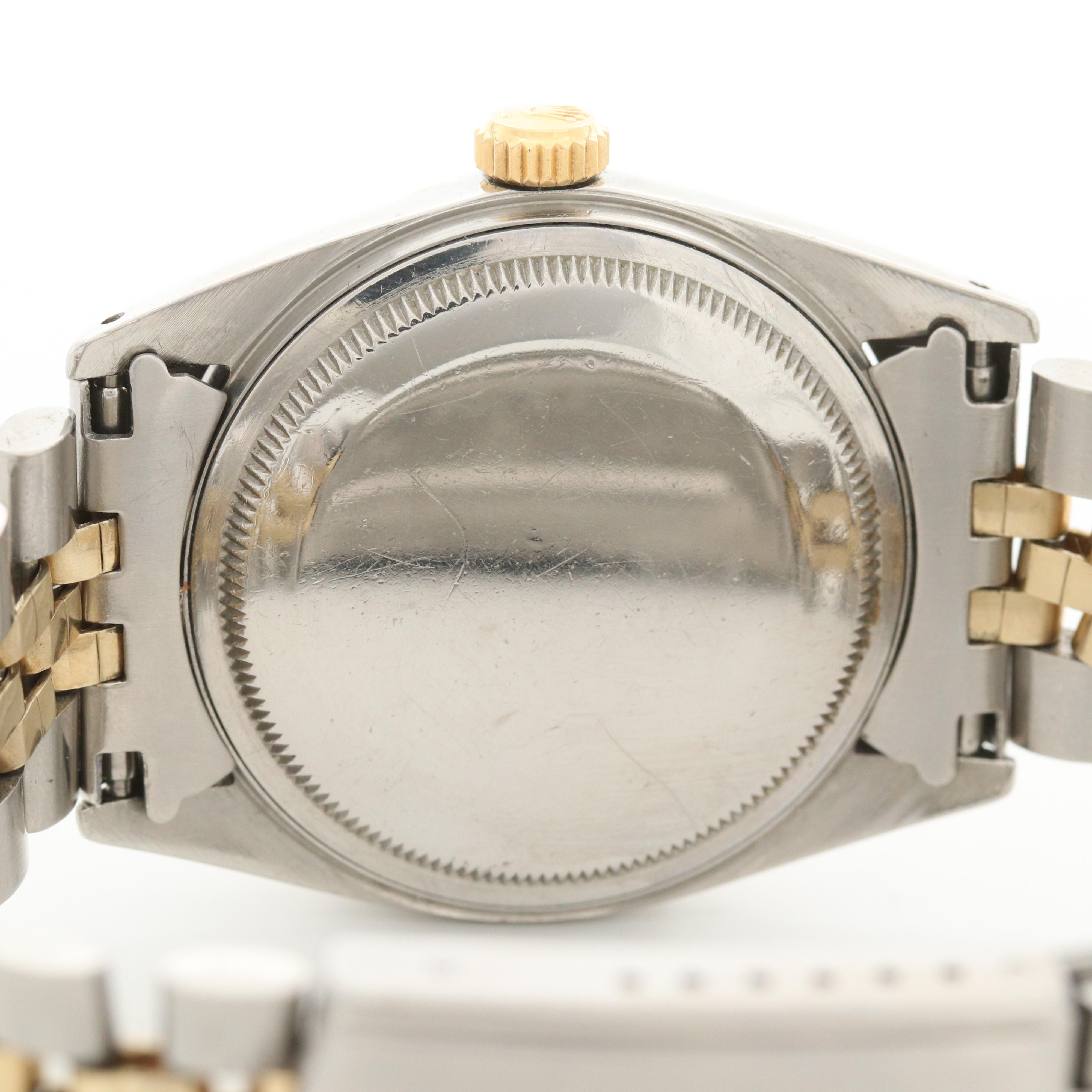 Rolex Datejust 14K Gold and Stainless Steel Watch With Diamond Pie Pan Dial