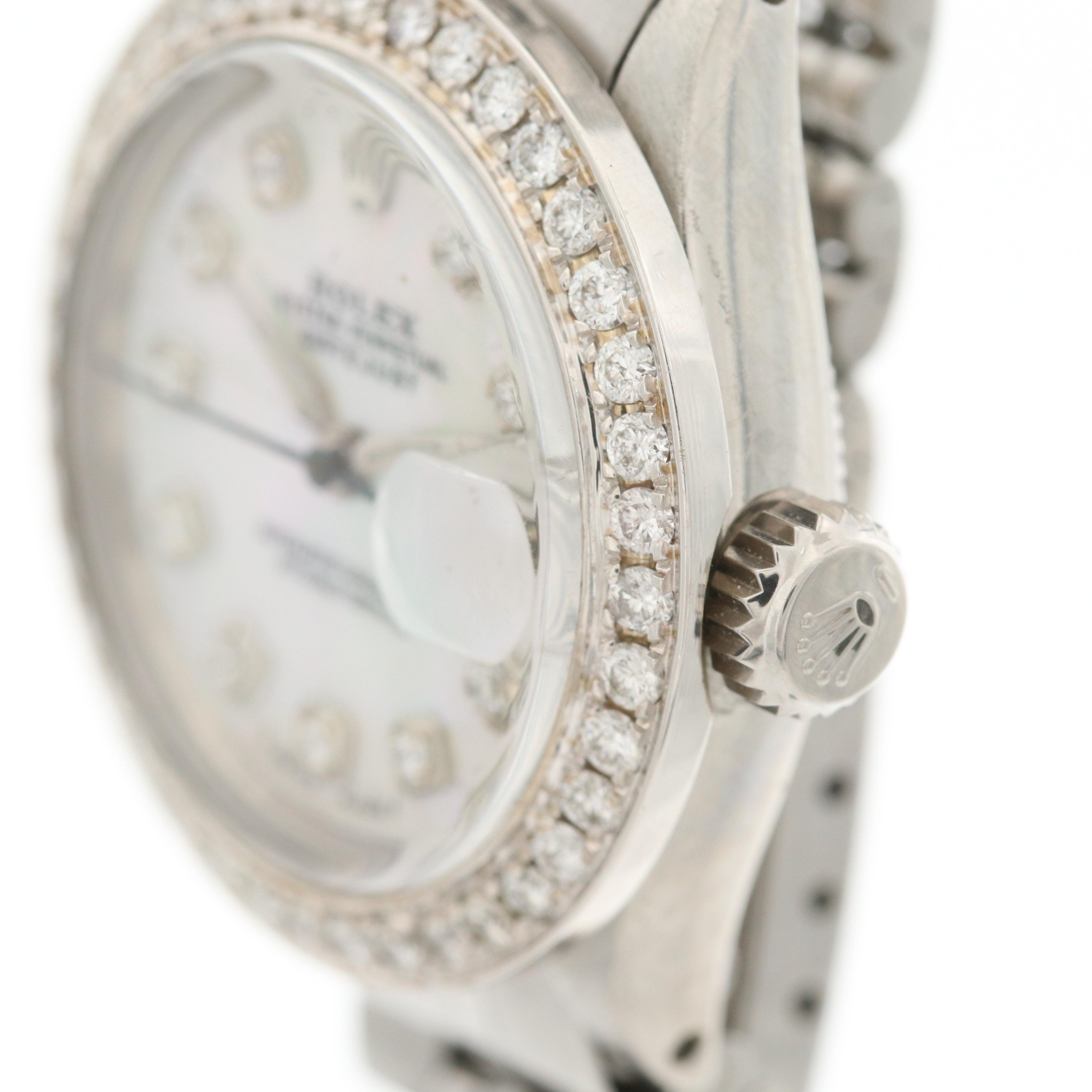 Vintage Stainless Steel and Diamond Rolex Datejust Watch, 1962