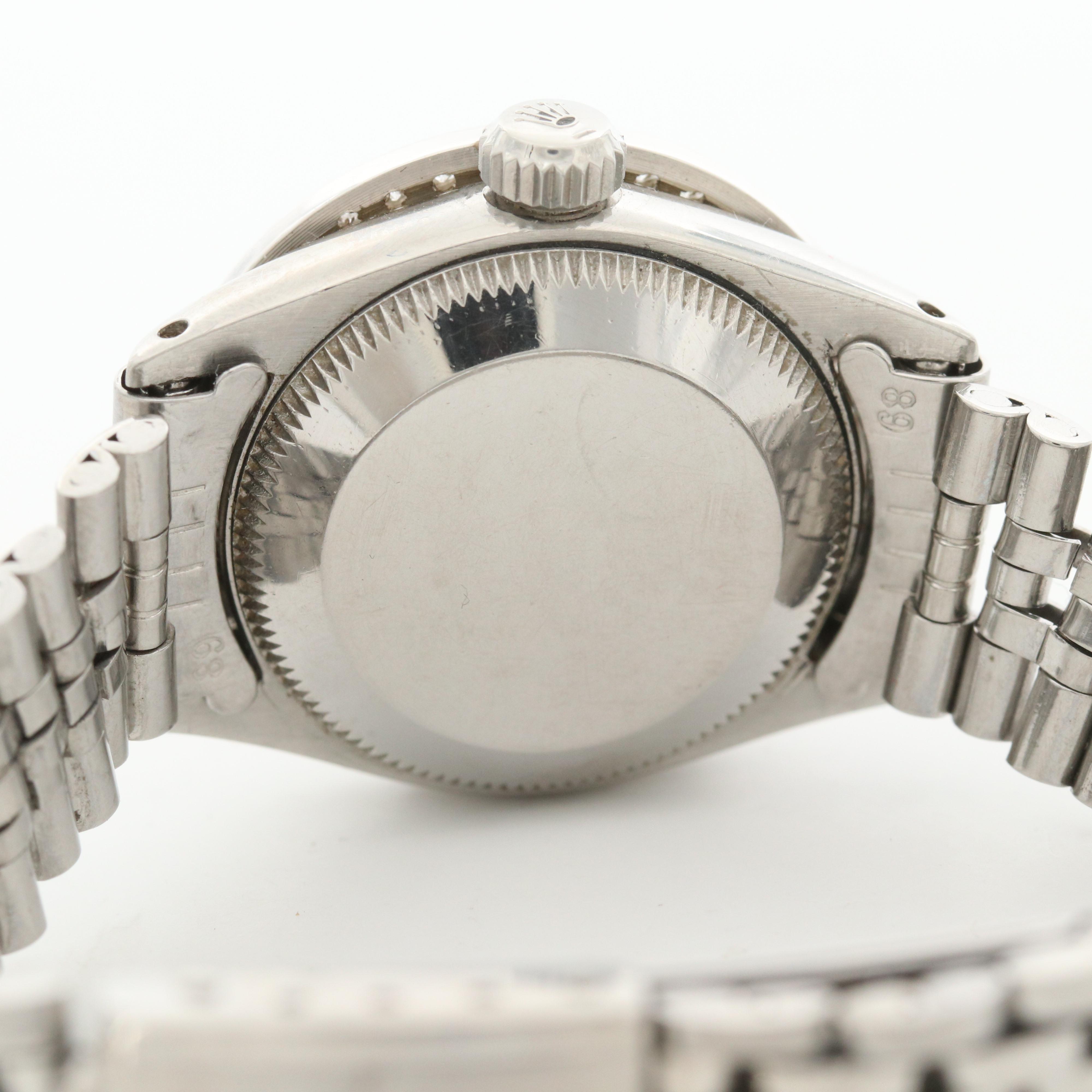 Vintage Stainless Steel and Diamond Rolex Datejust Watch, 1962