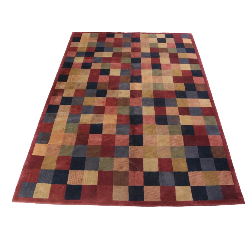 7'7 x 10'10 Hand-Knotted Indo-Persian Mid-Century Modern Style Gabbeh Rug