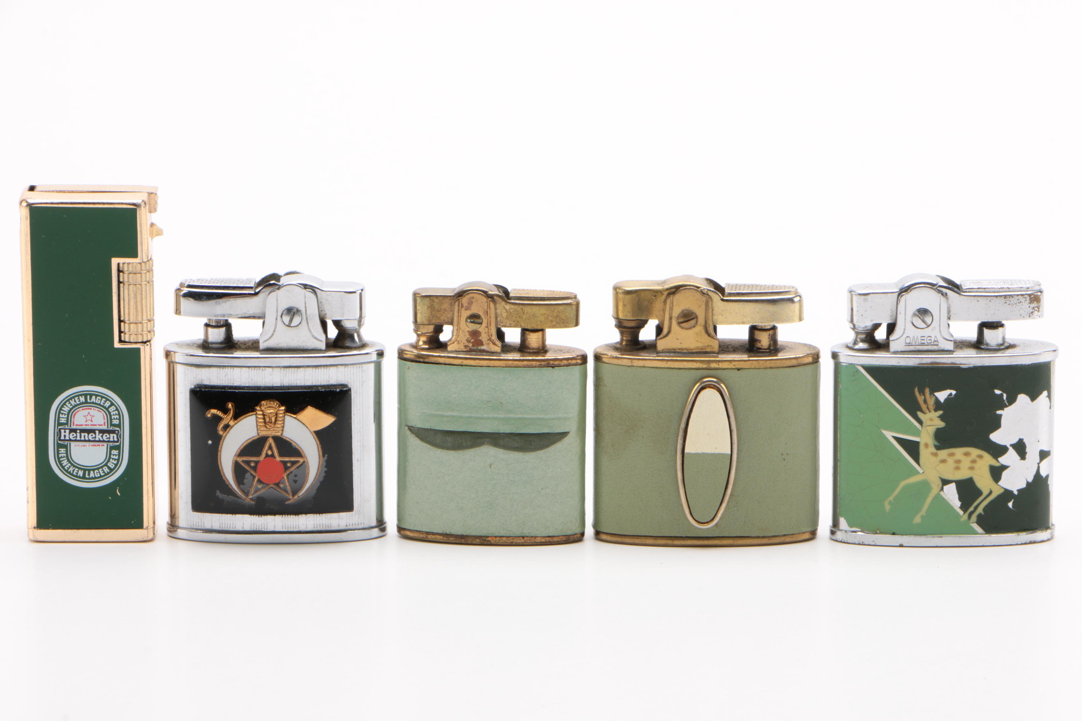 Cigarette Lighters Including Omega, Buxton, Rogers, and More, Vintage