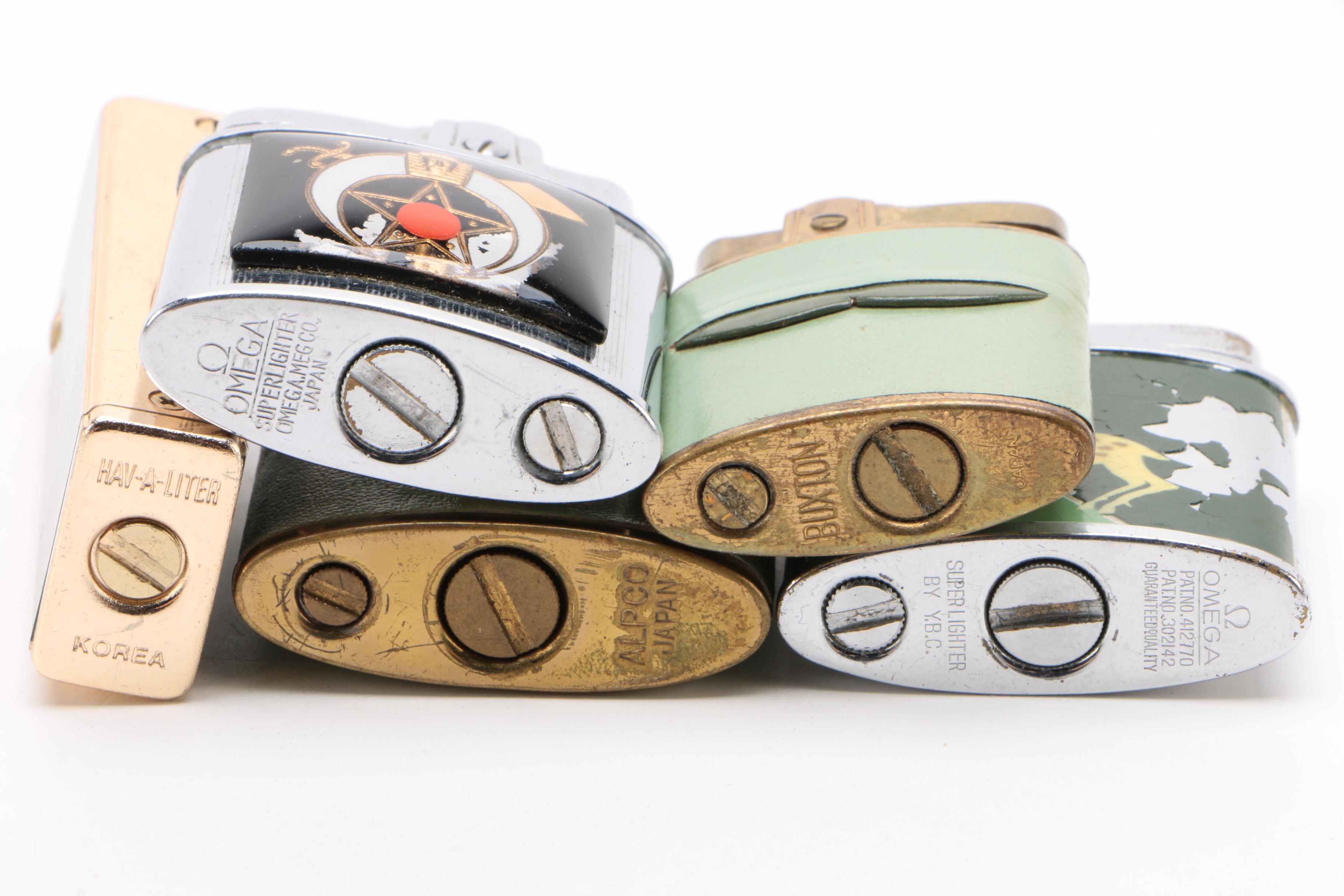 Cigarette Lighters Including Omega, Buxton, Rogers, and More, Vintage