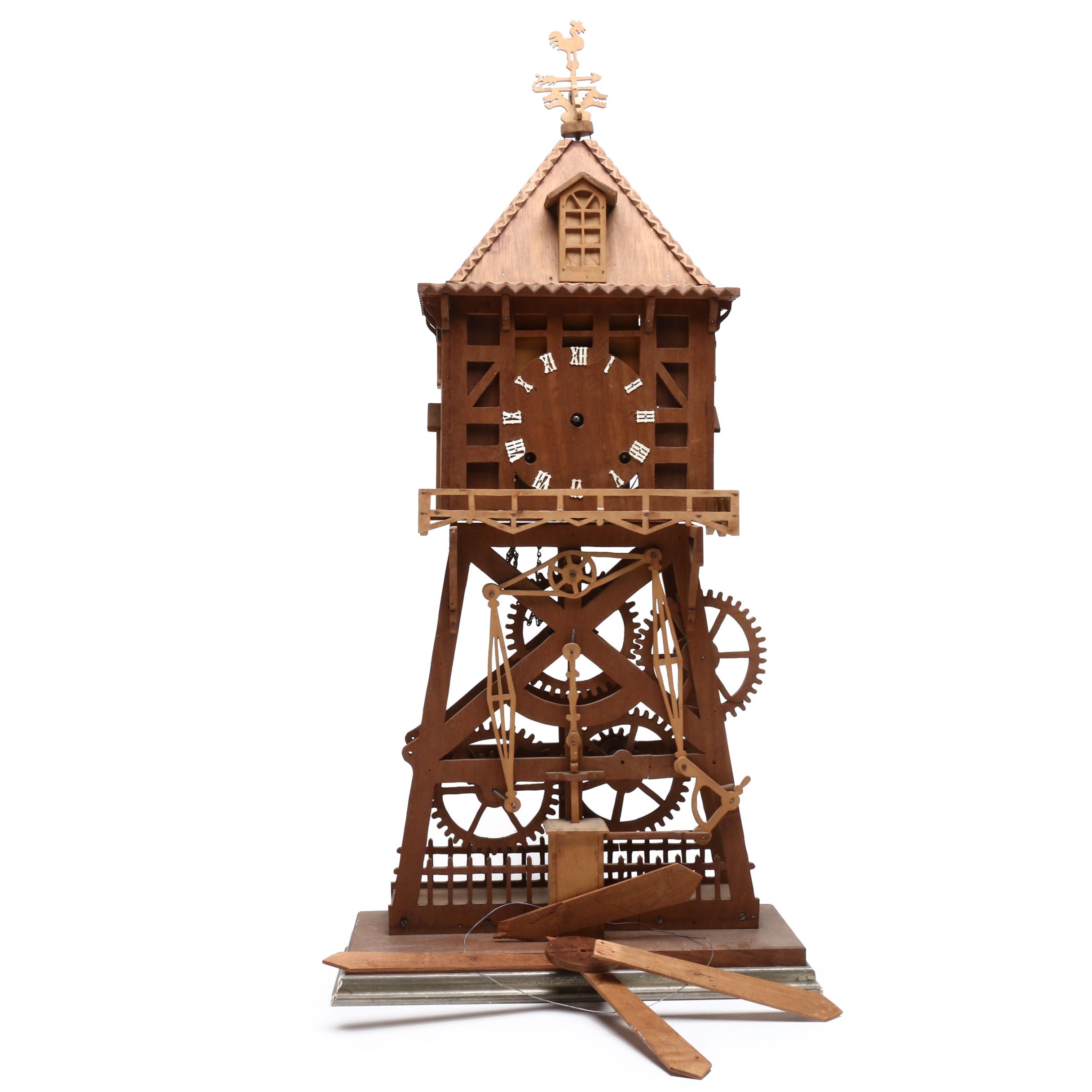 Carved Wooden Mantel Clock