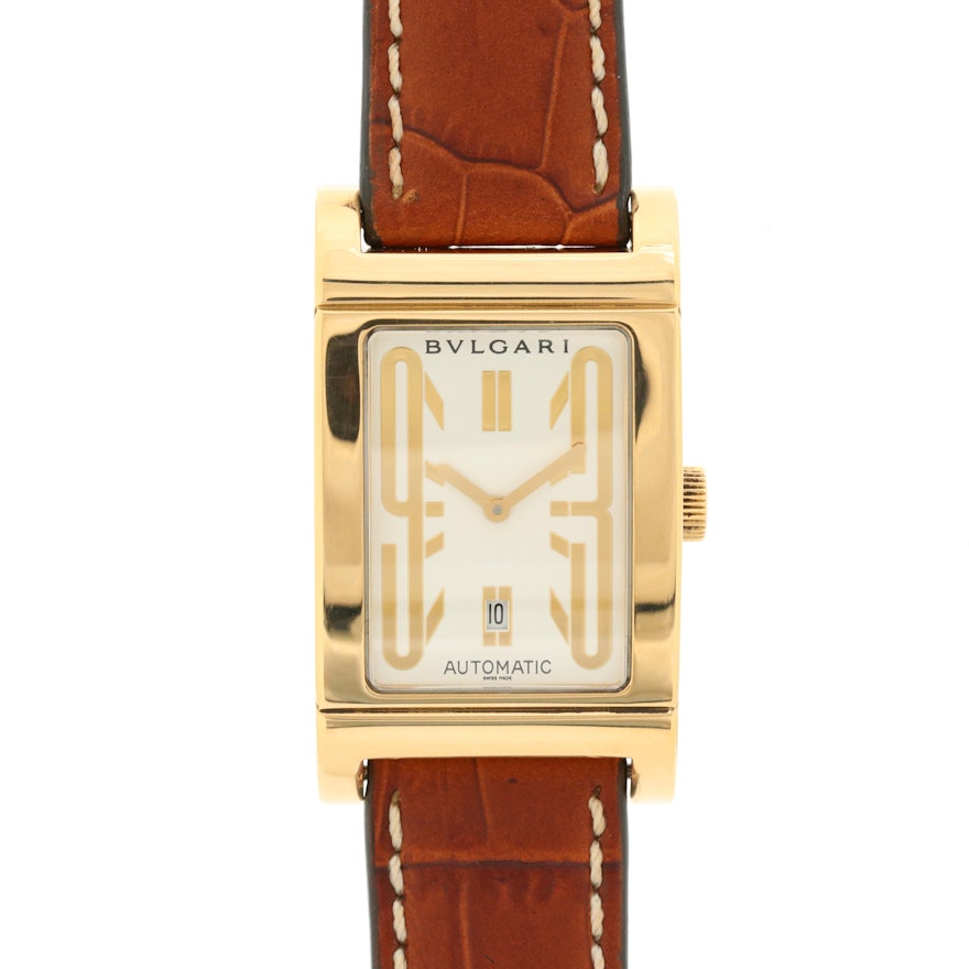 Bulgari Bvlgari 18K Gold Rettangolo Automatic Wristwatch