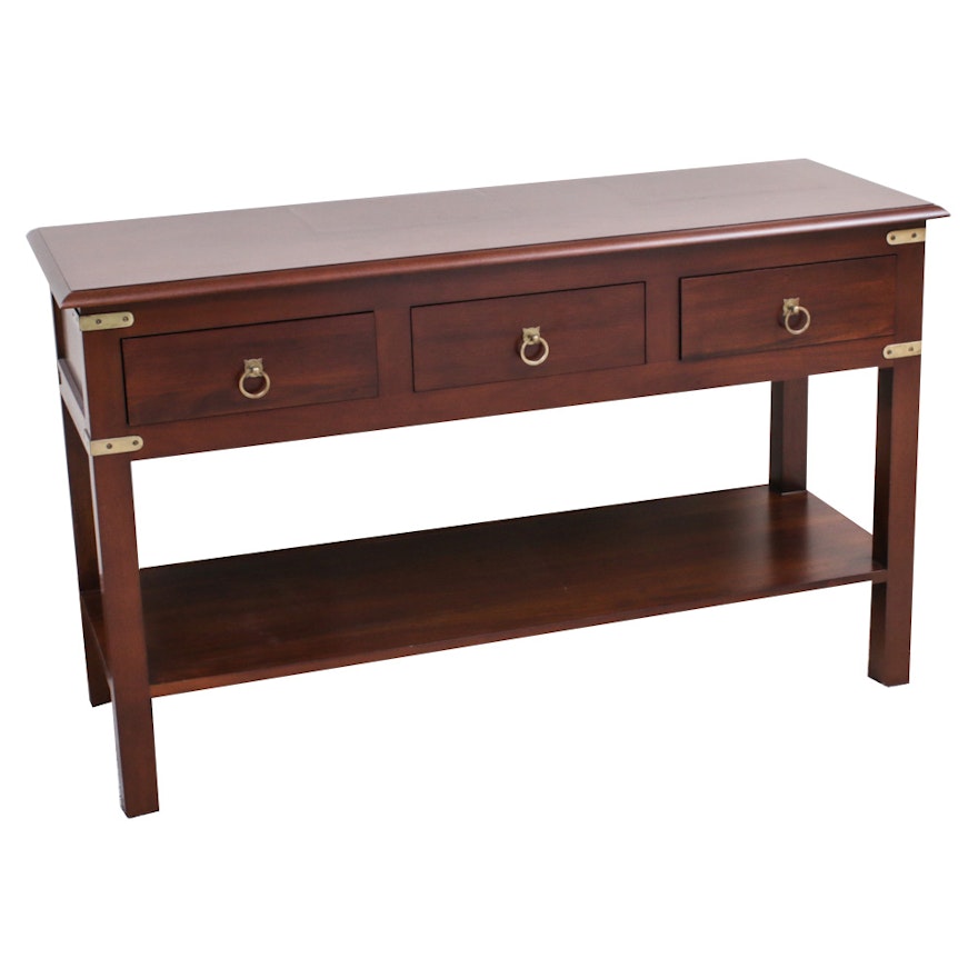 Three Drawer Wooden Sofa Table, Contemporary