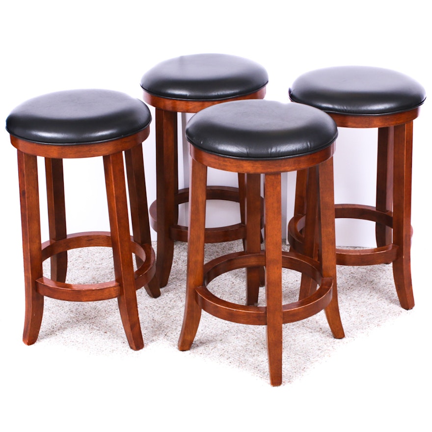 Contemporary Faux Leather Barstools, Set of Four