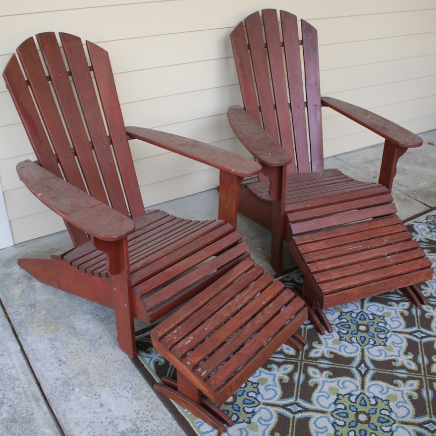 Adirondack Armchairs and Footstools, Set of Two