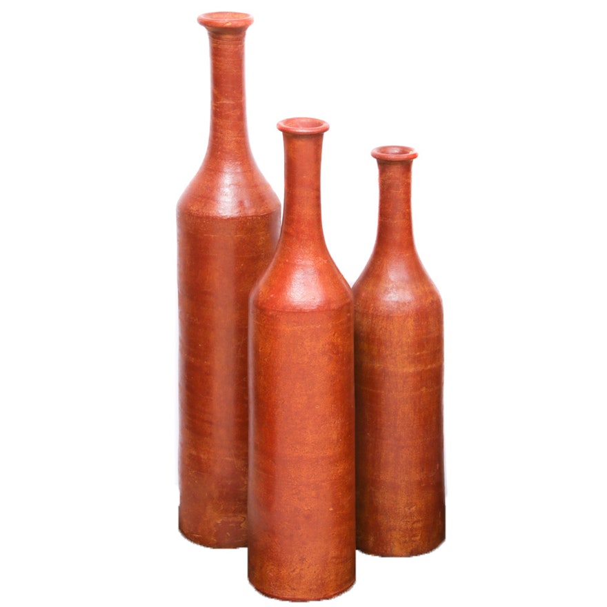 Mexican Ceramic Floor Vases, Set of Three