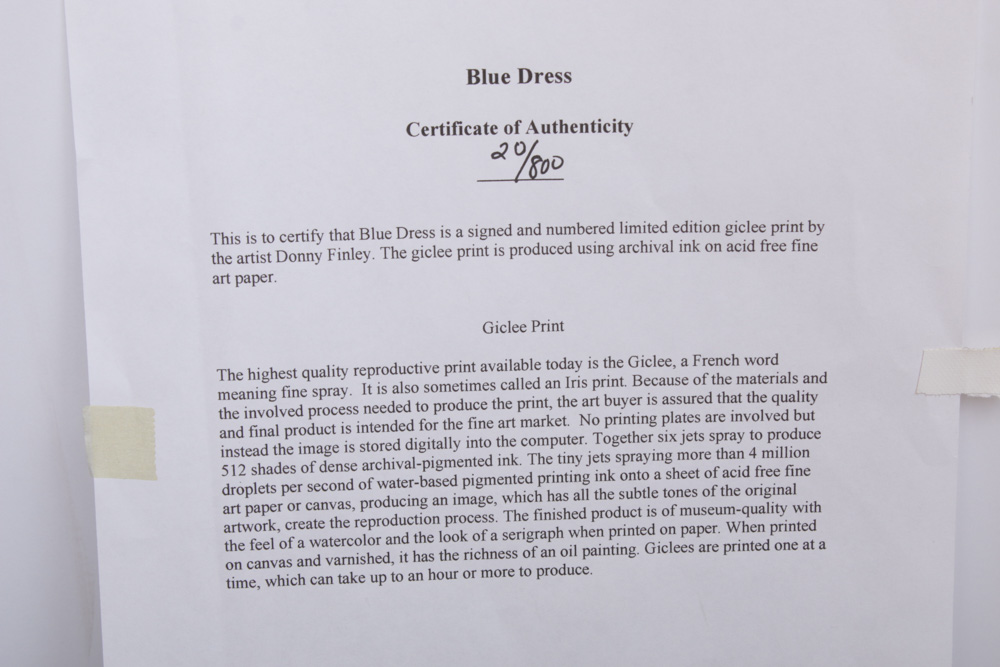 Donny Finley Giclee Print "Blue Dress"