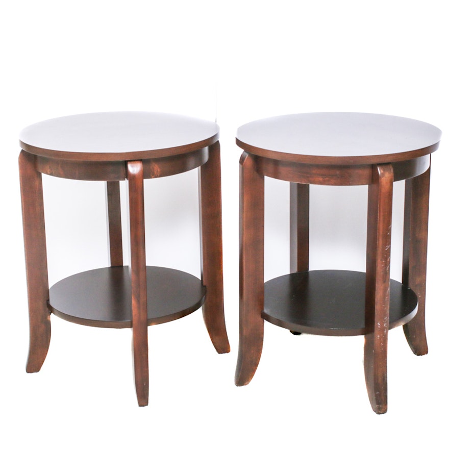 Contemporary Wooden Circular Side Tables