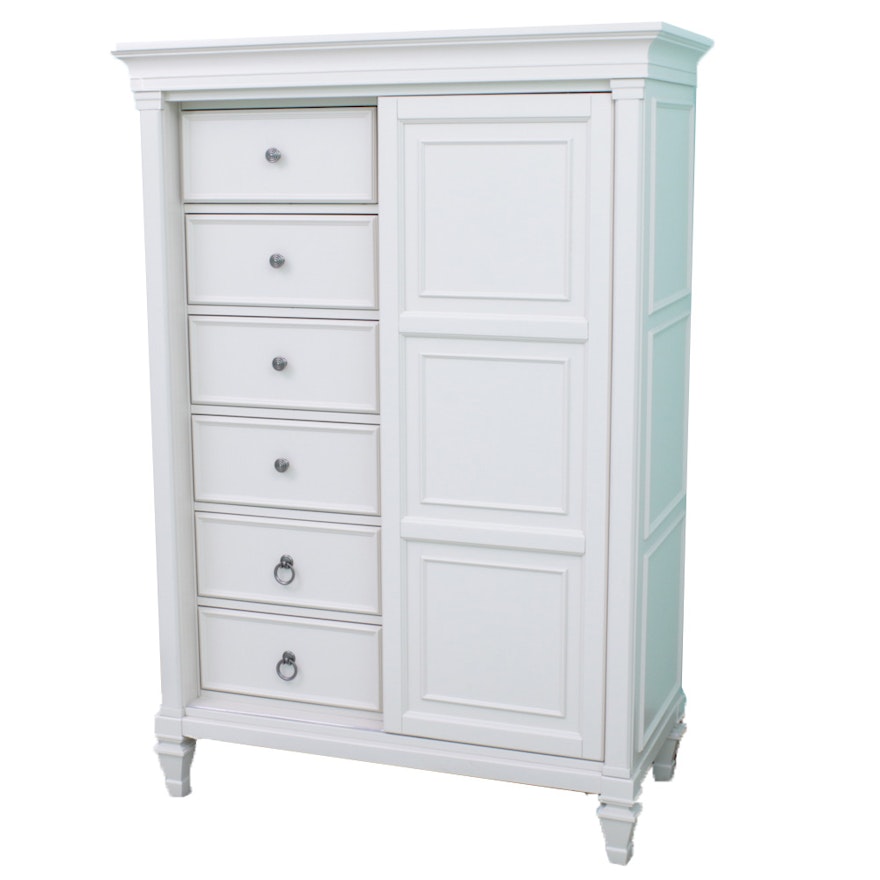 White Painted Wooden Armoire Dresser, Contemporary