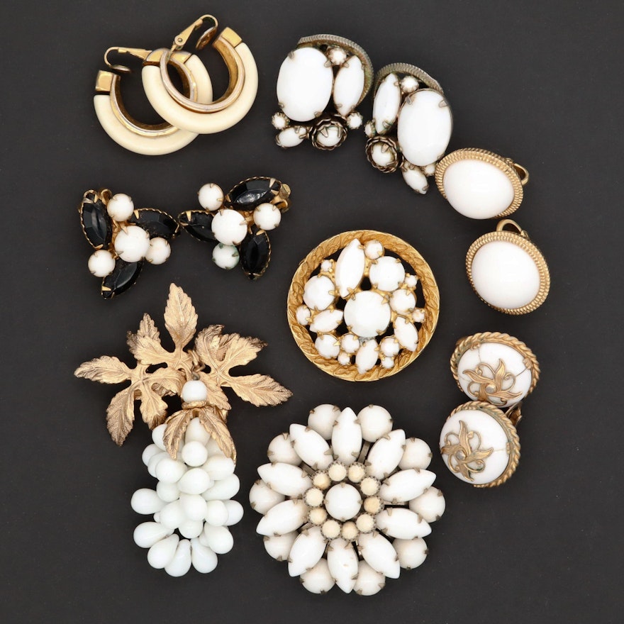 Vintage Brooches and Earrings Featuring Castlecliff and Alice Caviness