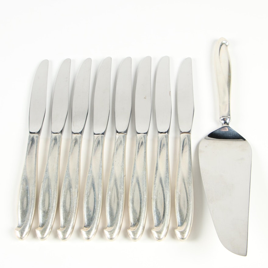 Reed & Barton "Silver Sculpture" Sterling Handled Dinner Knives and Server