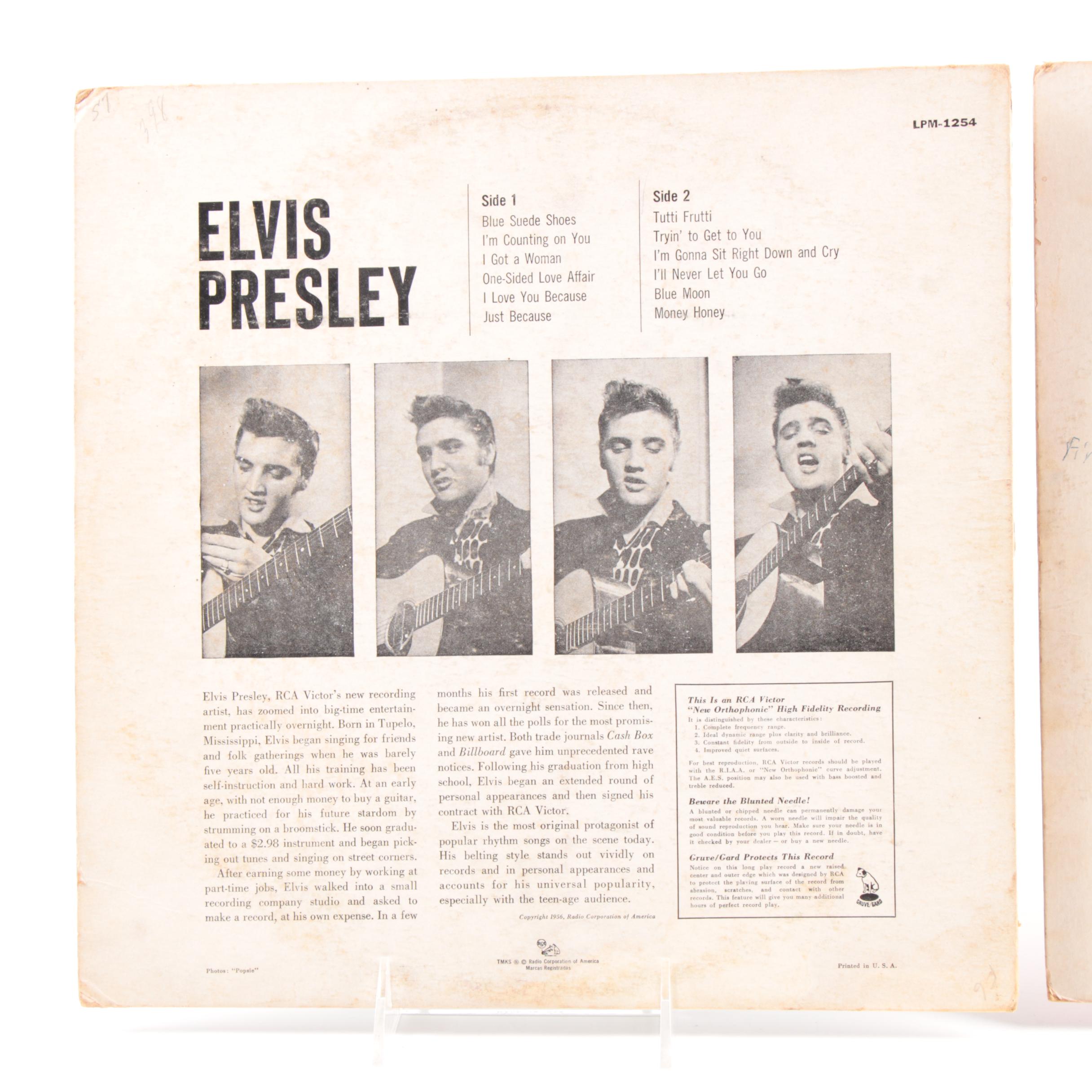 Elvis Presley Record Albums including "Elvis' Golden Records" LP, 1950s