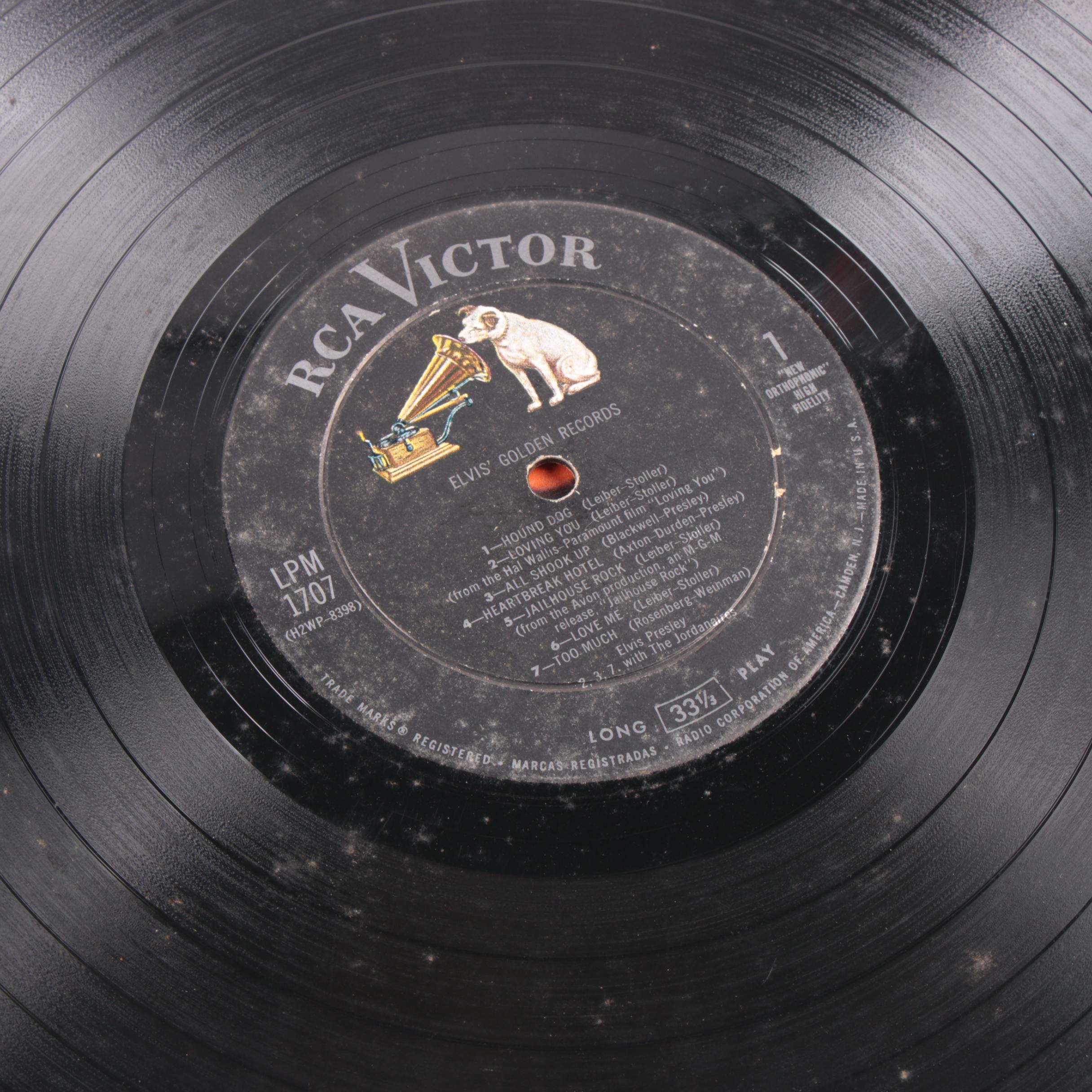 Elvis Presley Record Albums including "Elvis' Golden Records" LP, 1950s