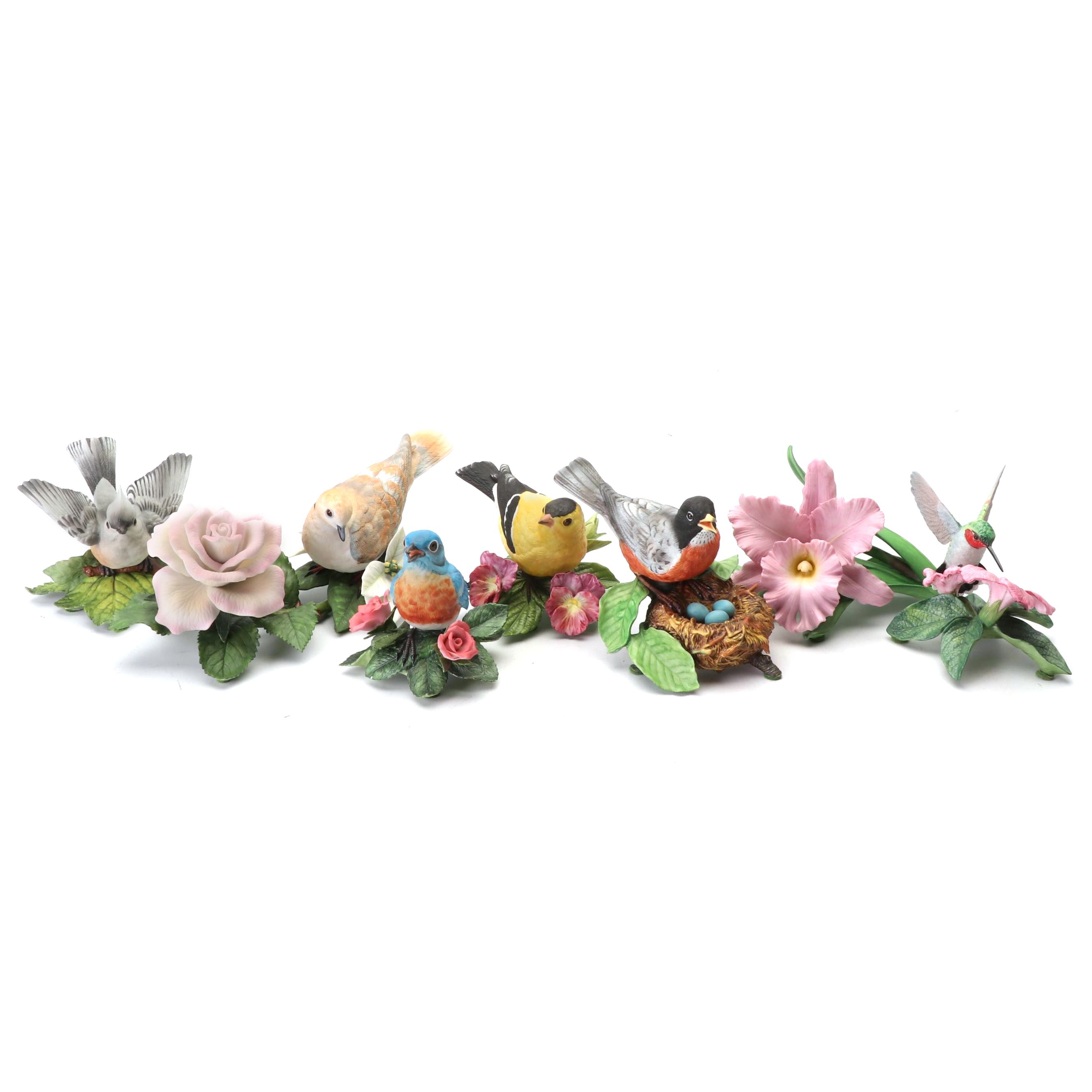 Lenox "Garden Birds and Flowers" Porcelain Figurines, Vintage