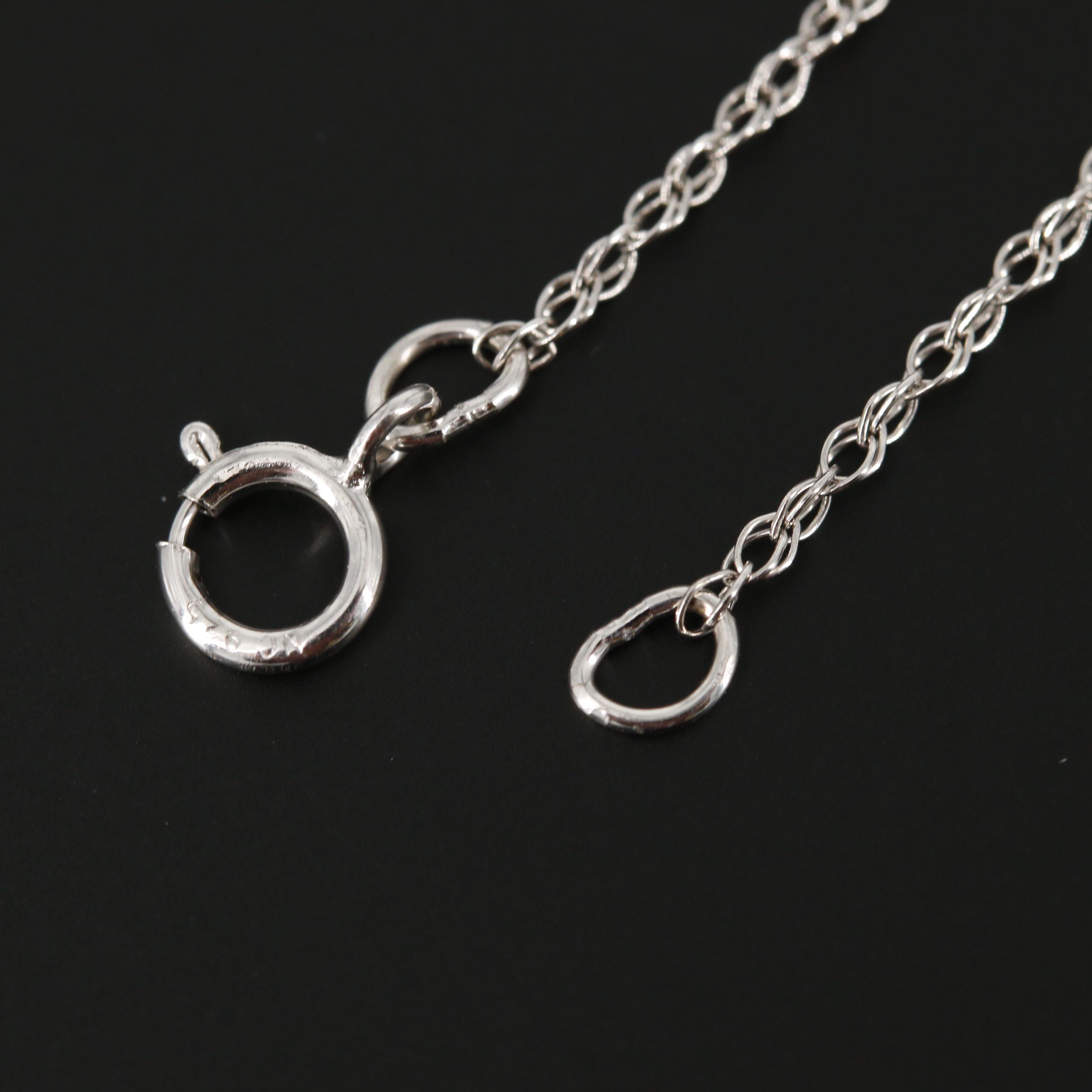 Sterling Silver Oval Rose Quartz Cabochon Pendant Necklace