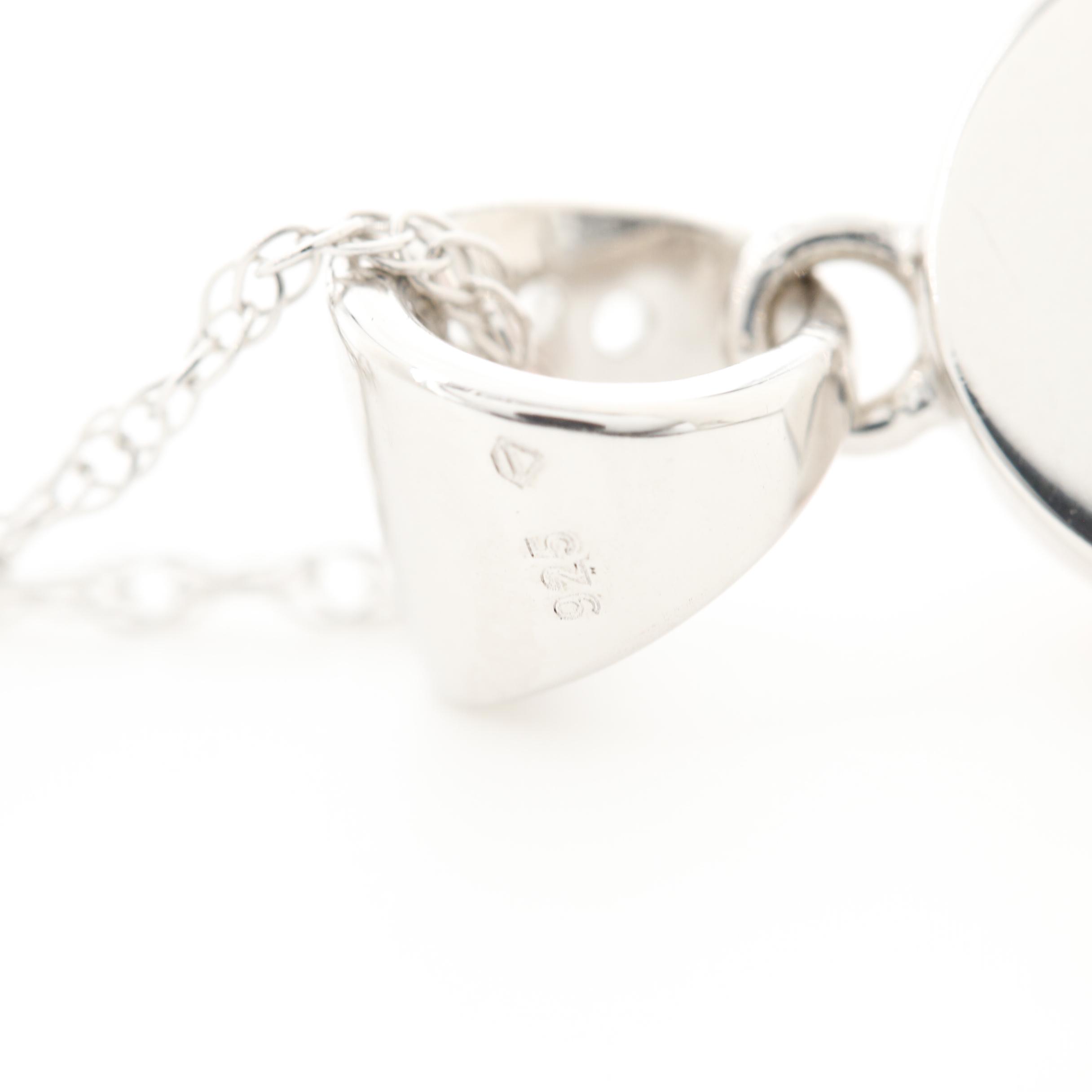 Sterling Silver Oval Rose Quartz Cabochon Pendant Necklace