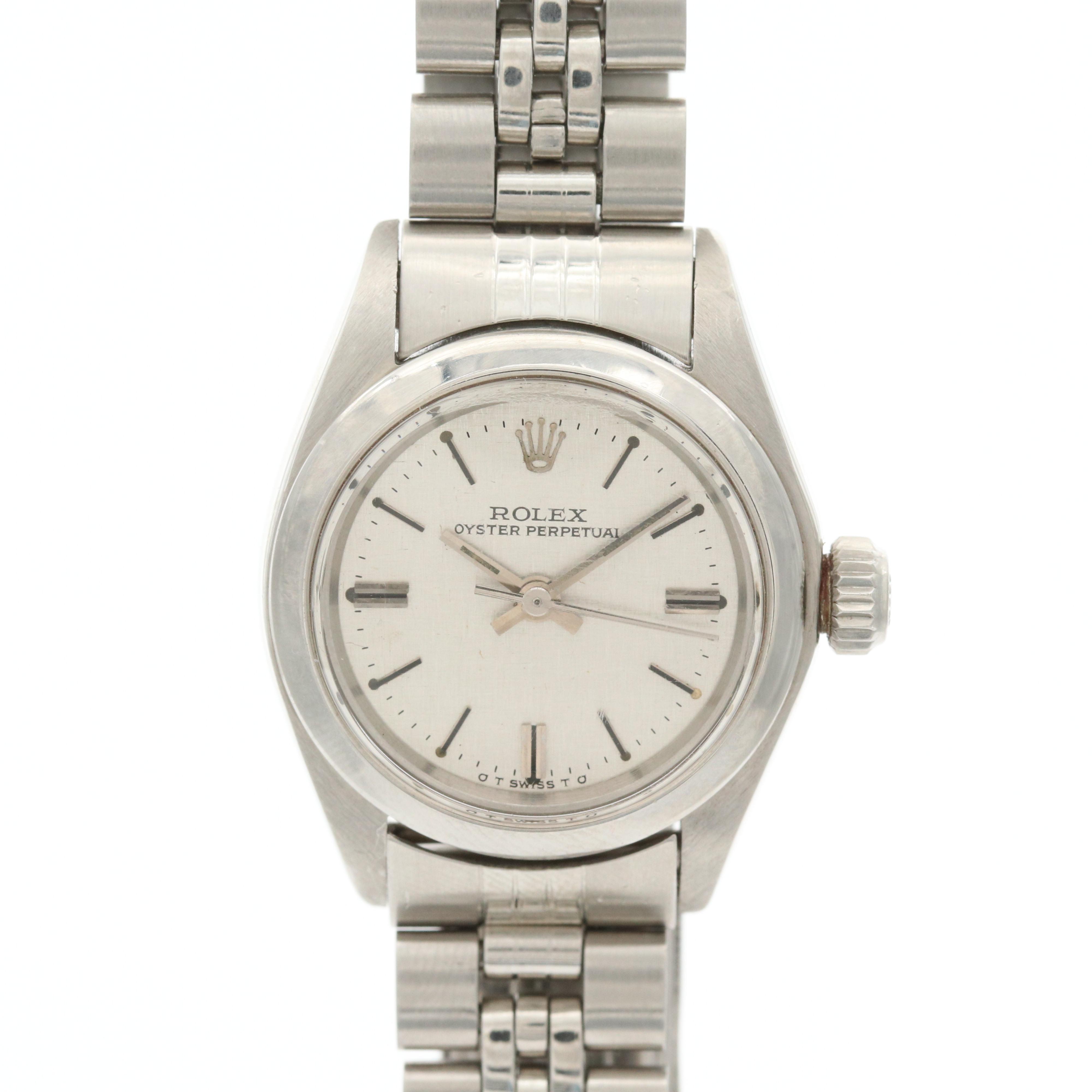 Vintage Rolex Oyster Perpetual Stainless Steel Watch With Sigma Dial