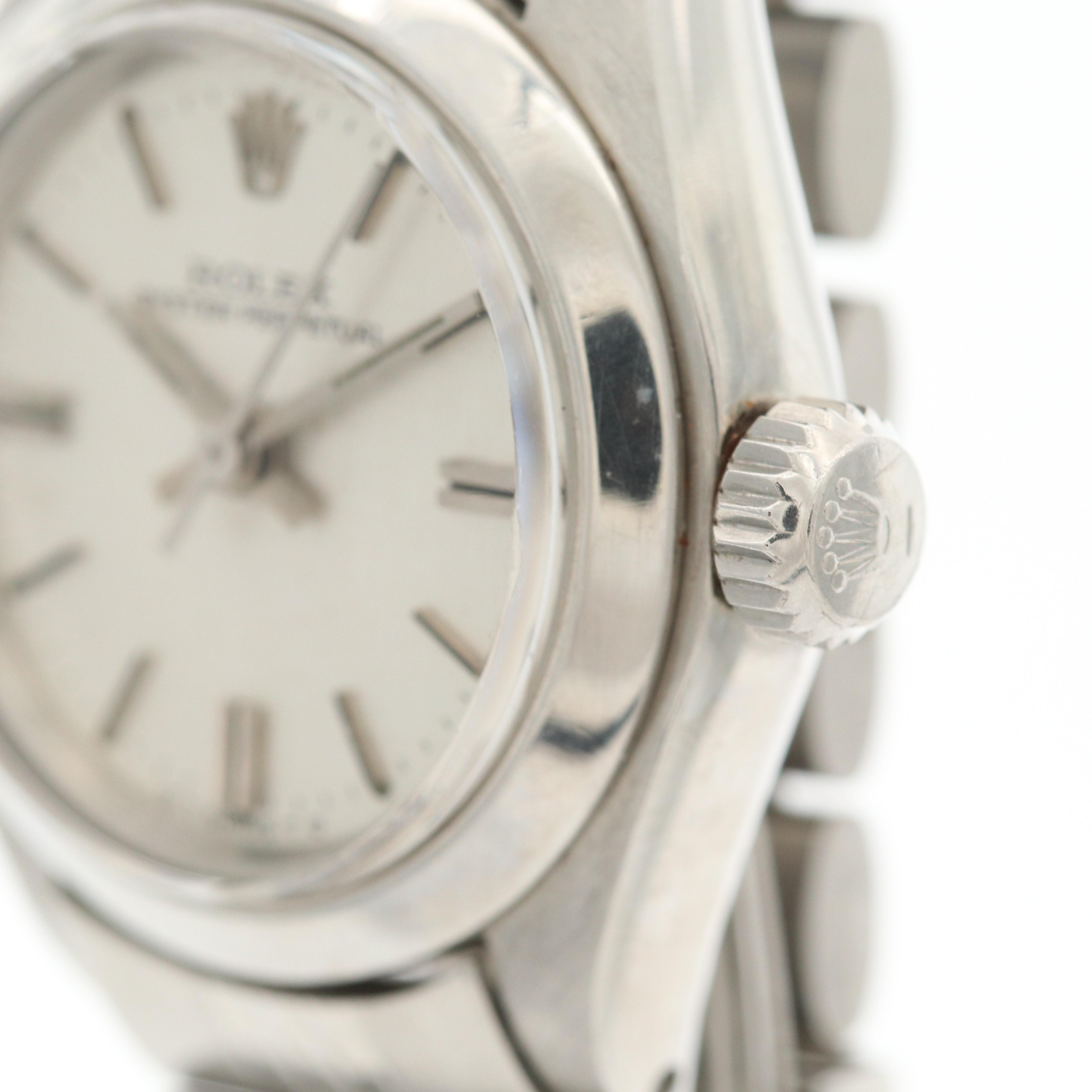 Vintage Rolex Oyster Perpetual Stainless Steel Watch With Sigma Dial