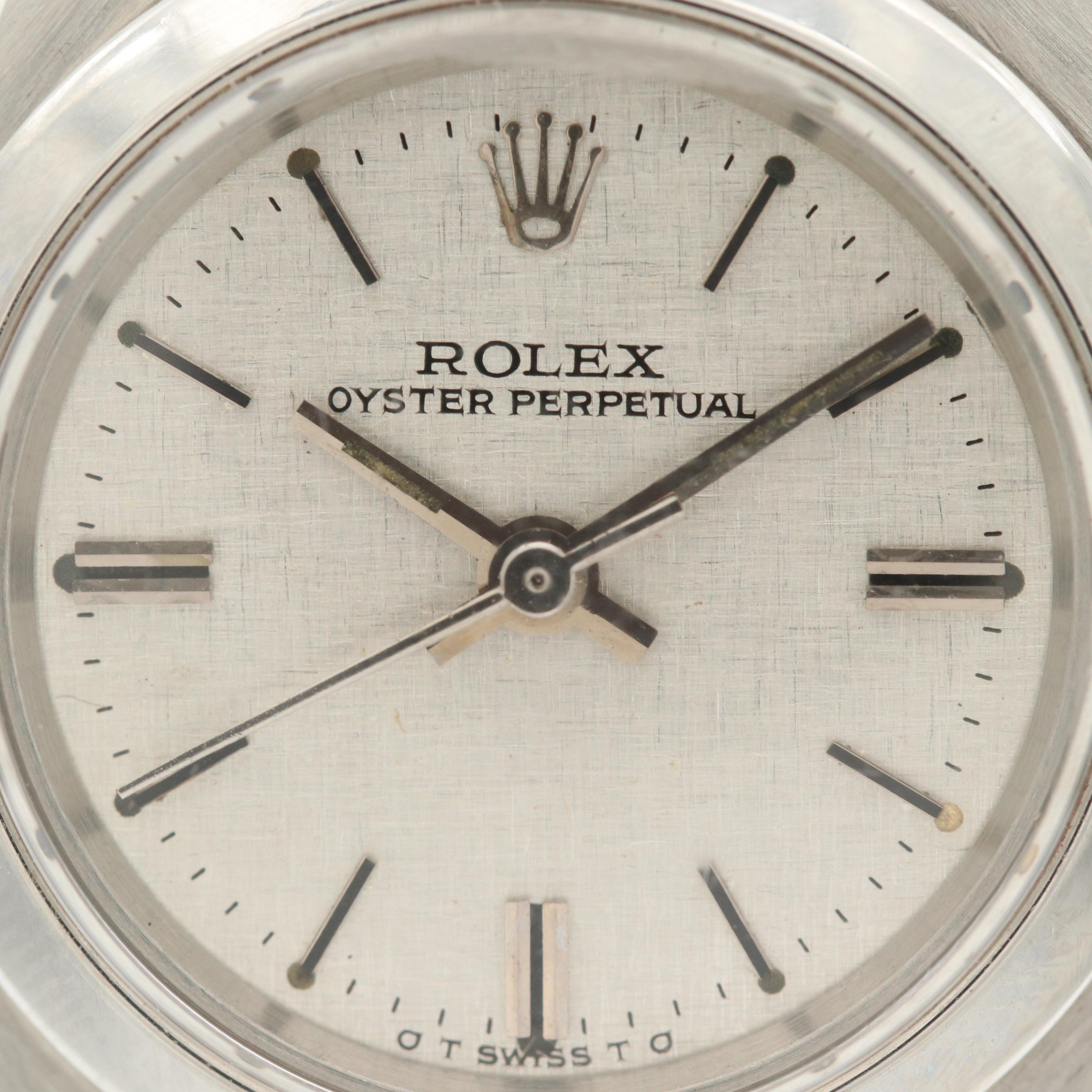 Vintage Rolex Oyster Perpetual Stainless Steel Watch With Sigma Dial