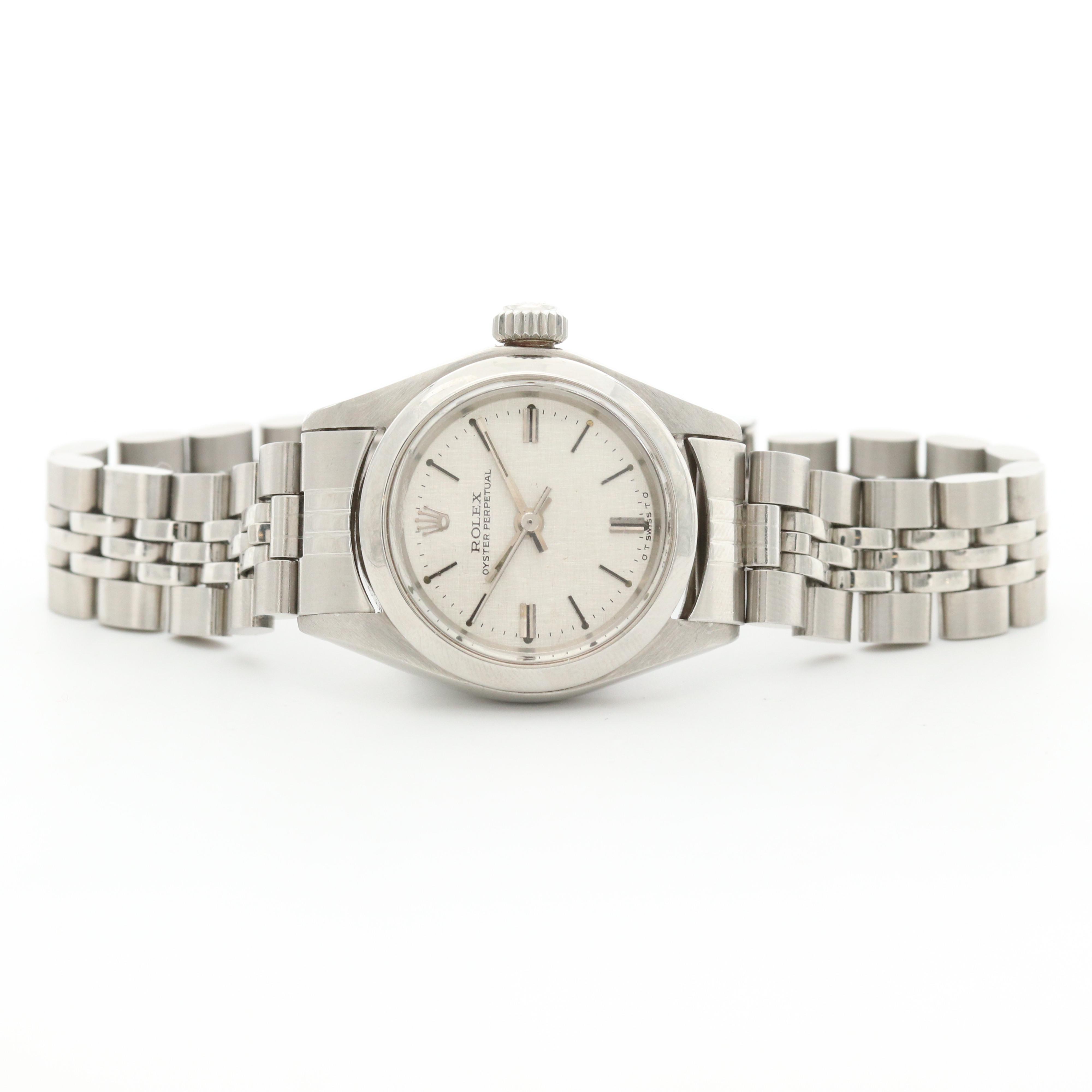 Vintage Rolex Oyster Perpetual Stainless Steel Watch With Sigma Dial