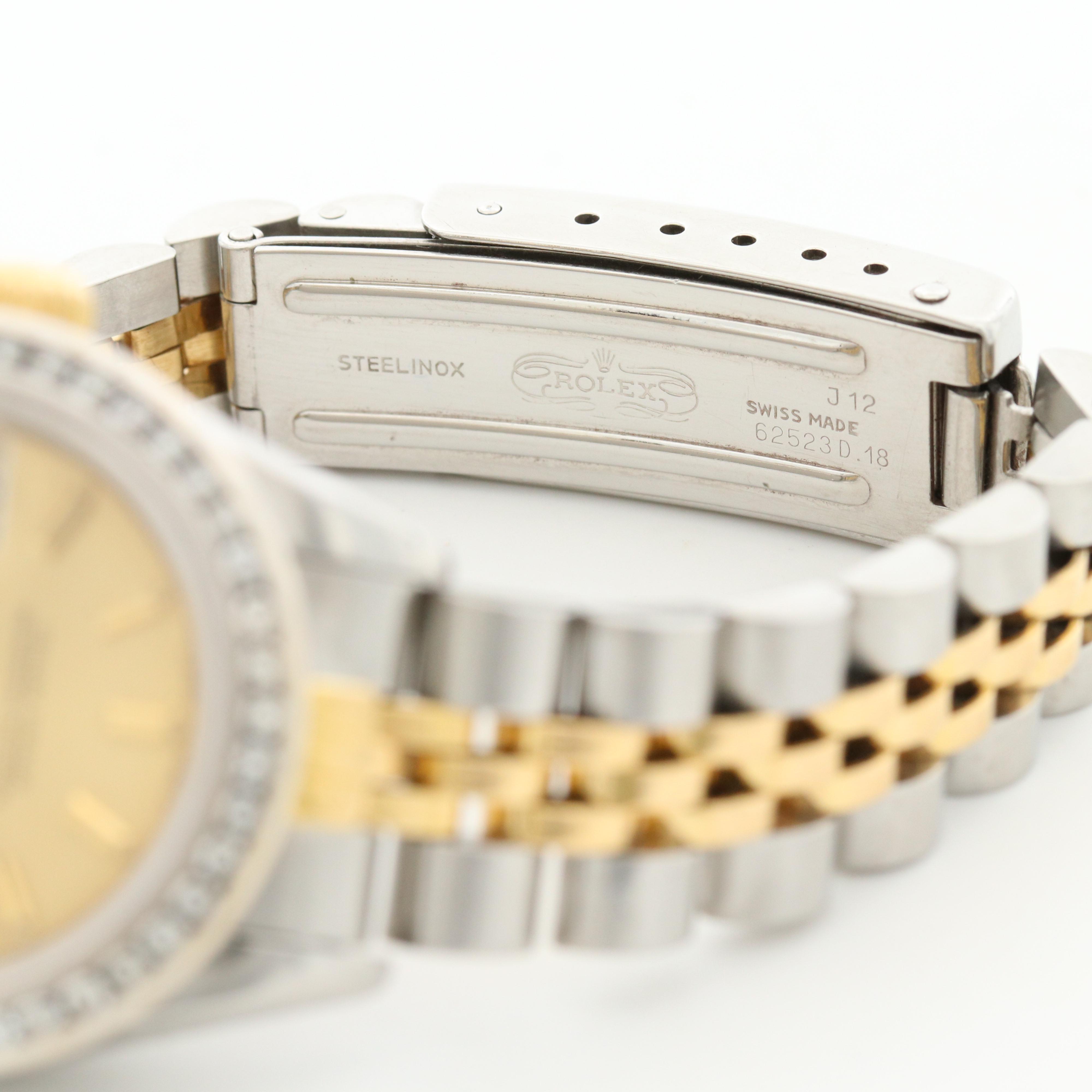 Rolex Datejust 14K and 18K Gold, Stainless Steel and Diamond Bezel Watch, 1987