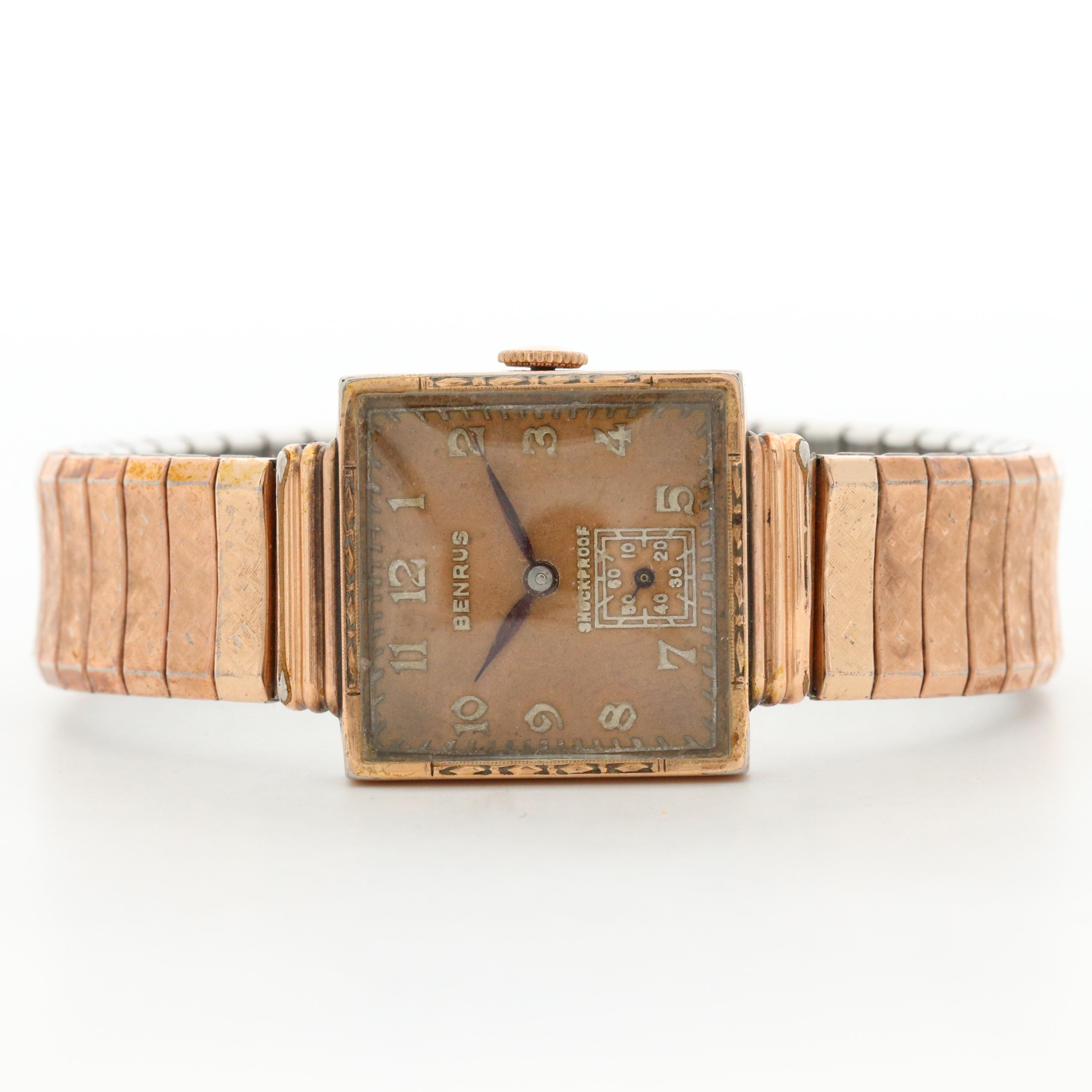 Vintage Benrus Rose Gold Tone Stem Wind Watch