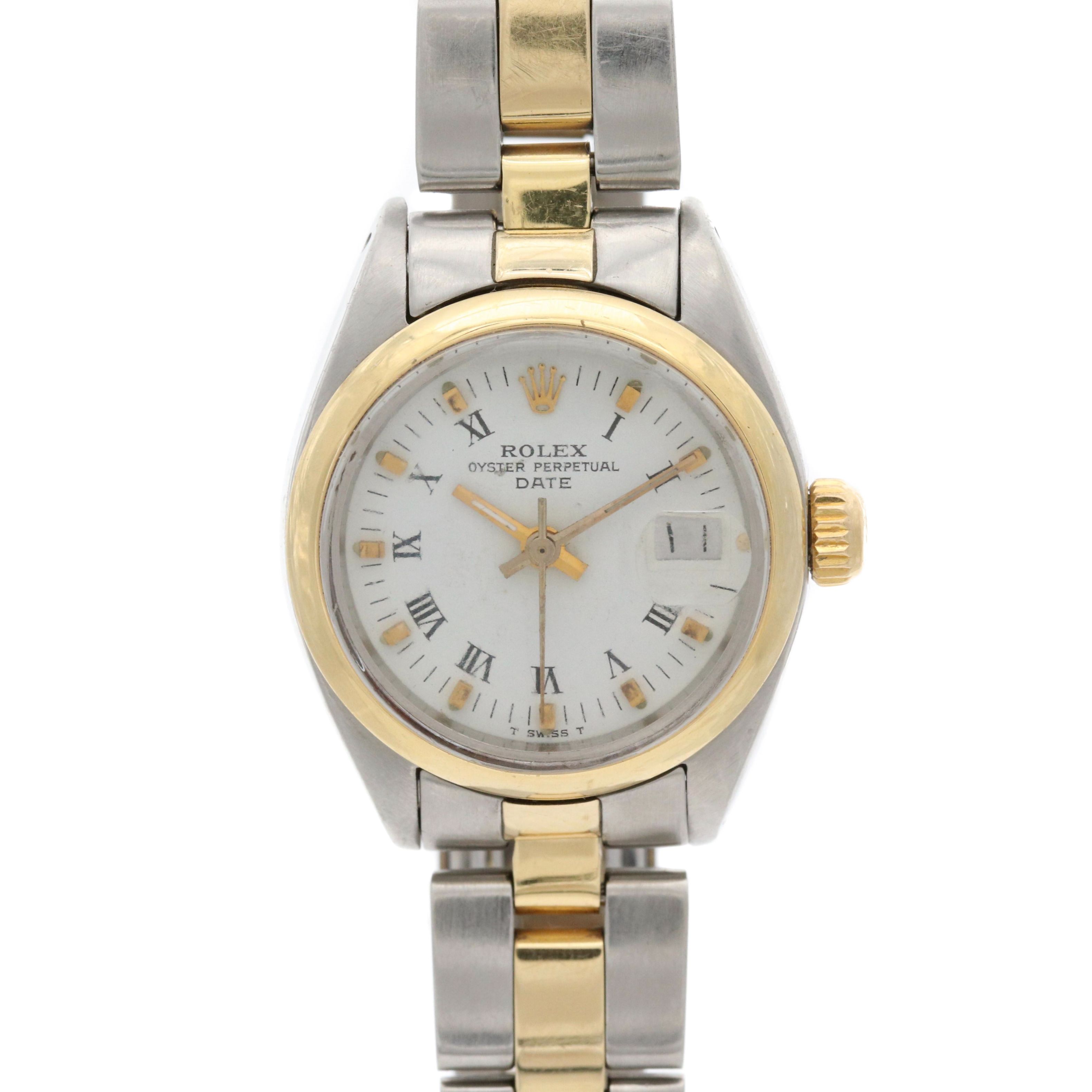 Vintage Rolex Oyster Perpetual Date 14K Gold and Stainless Steel Watch, 1978