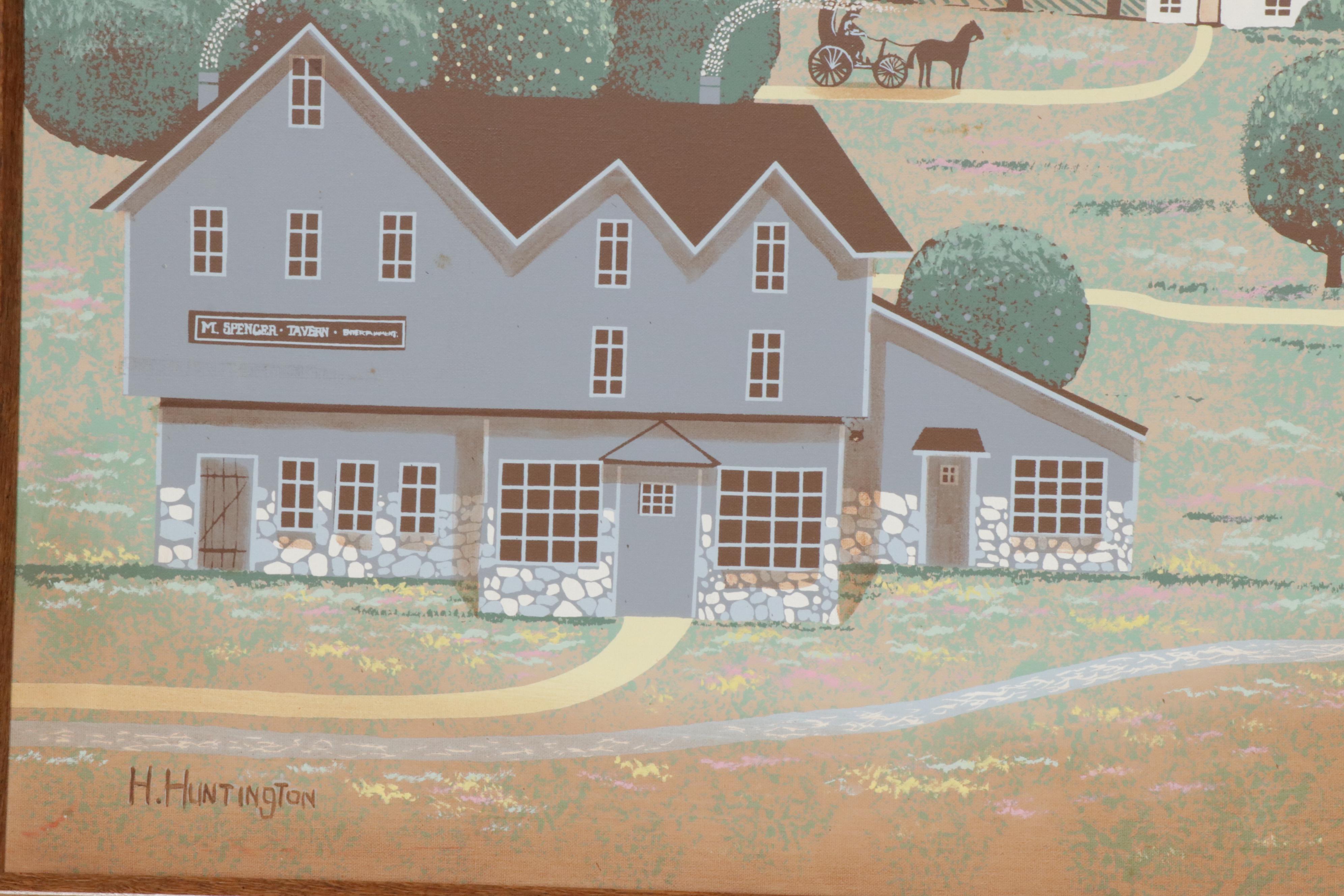 H. Huntington Original Landscape Folk Art Acrylic Painting