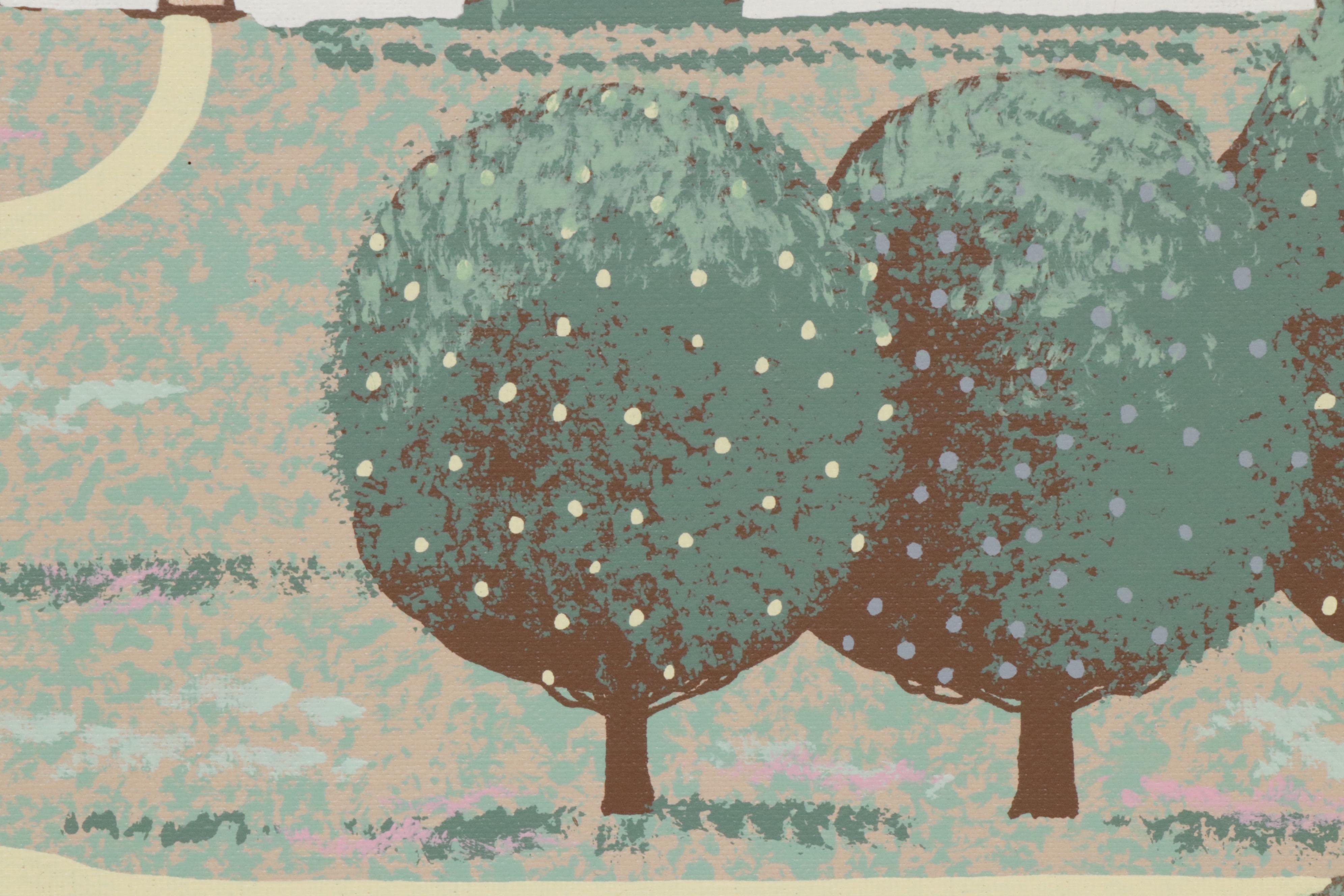 H. Huntington Original Landscape Folk Art Acrylic Painting