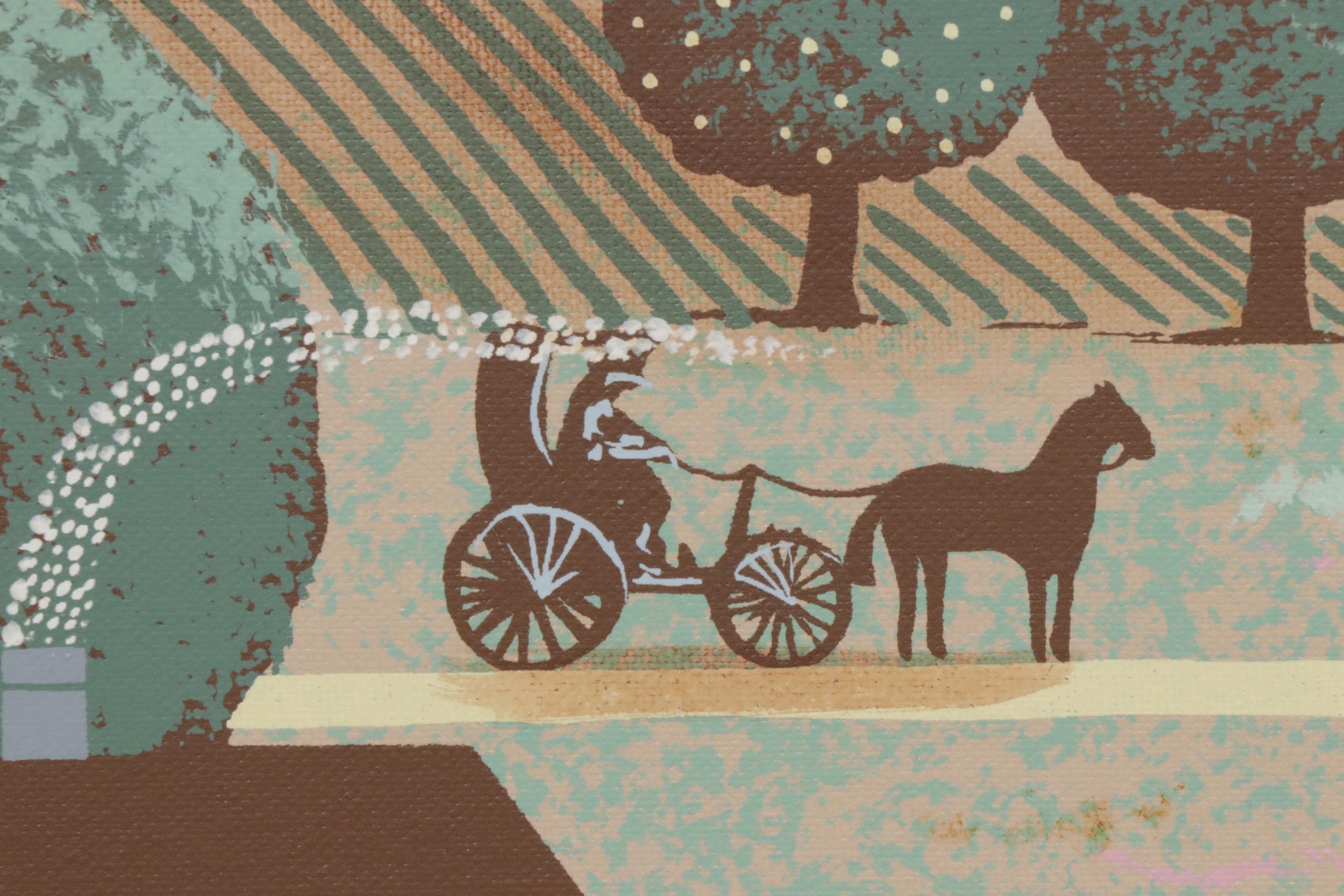 H. Huntington Original Landscape Folk Art Acrylic Painting