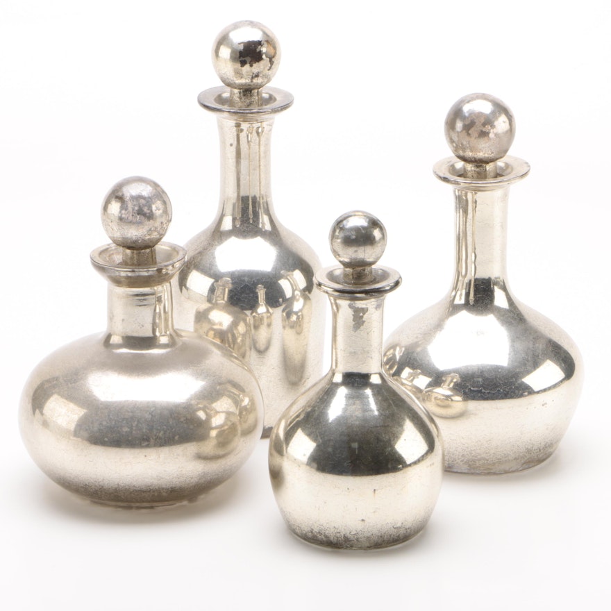 Mercury Glass Style Decanters From India, Contemporary