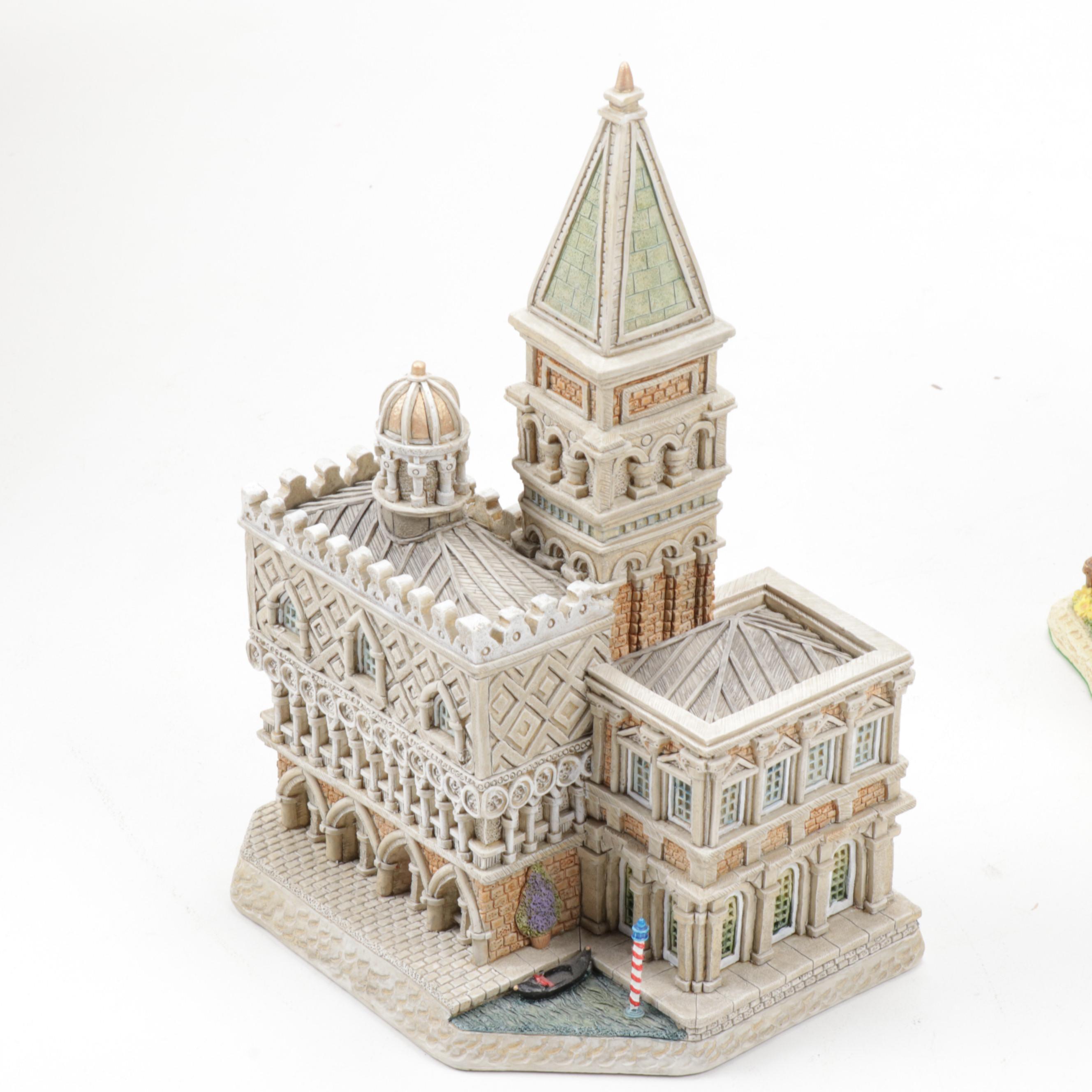Lilliput Lane "Bookworm" Bookends and David Winter "Venetian Palace" Miniature