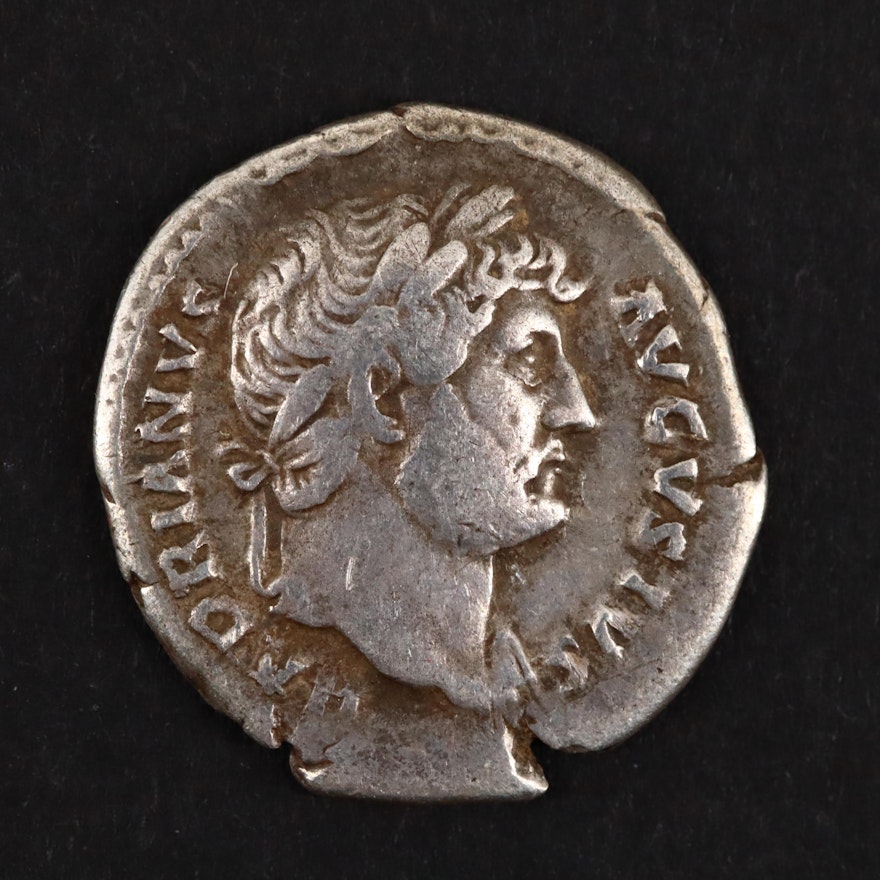 Ancient Roman Imperial AR Denarius of Hadrian, ca. 135 A.D.