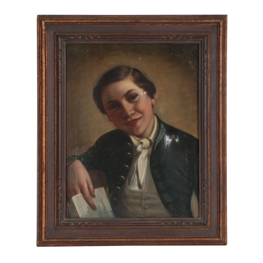 Johann Baptist Reiter Late 19th Century Oil Portrait of a Boy