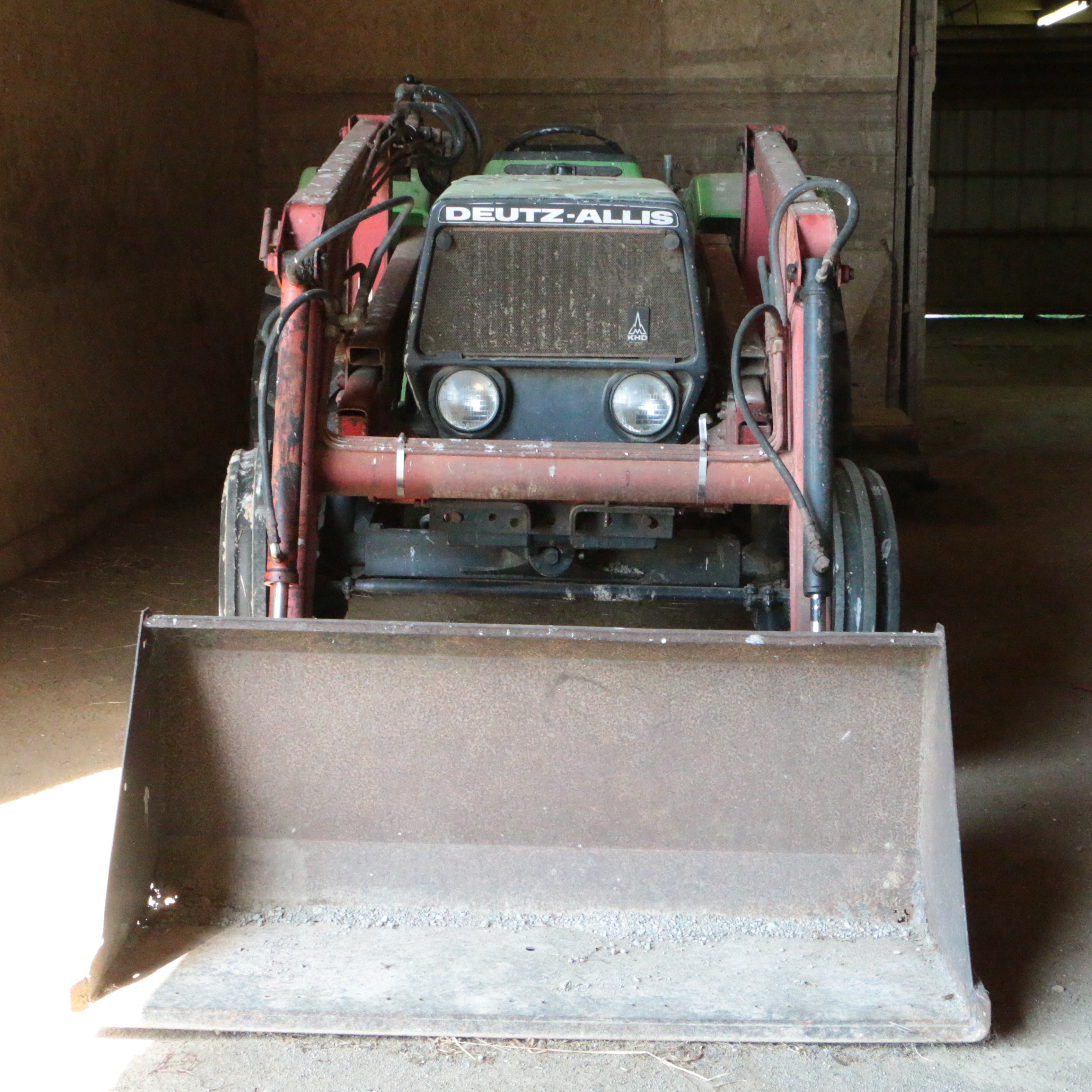 Deutz-Allis 6240 Tractor with Bush Hog 2400 QT Loader, Late 20th Century