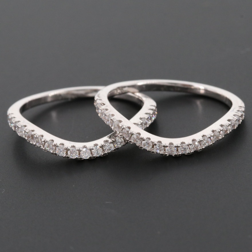 Sterling Silver Cubic Zirconia Shadow Bands