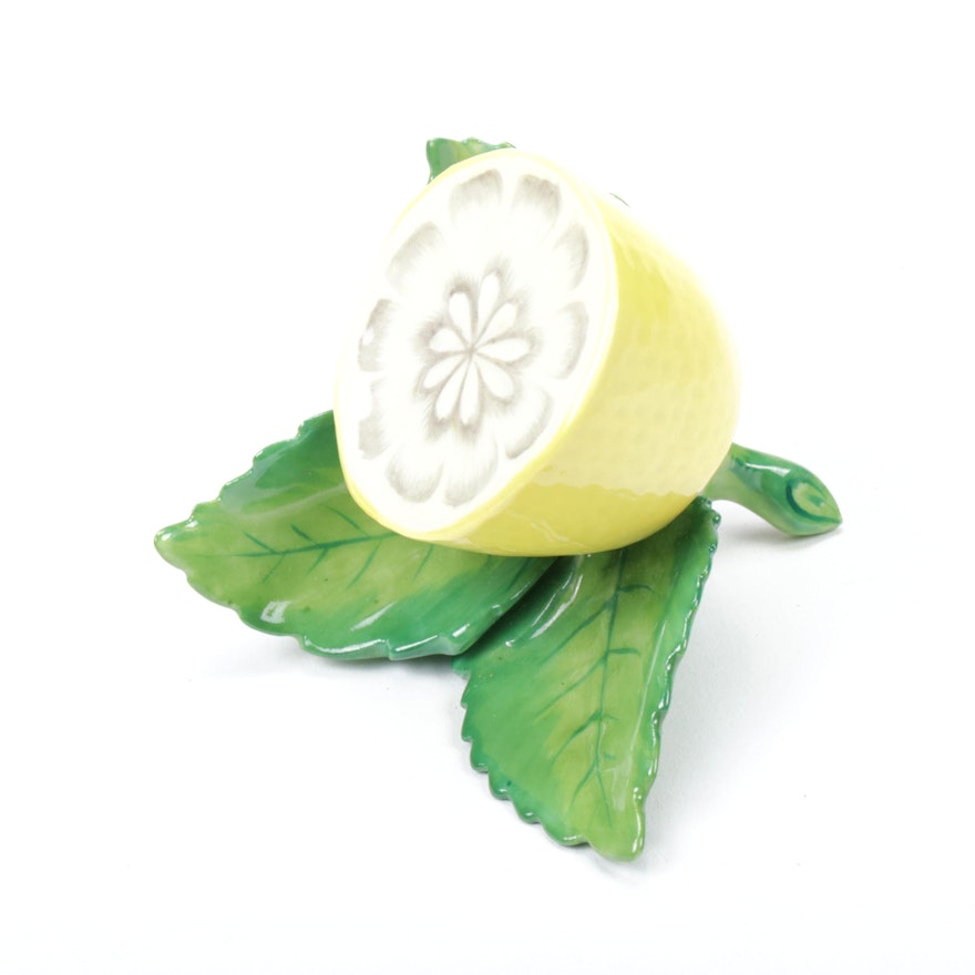 Herend Lemon on Leaf Porcelain Place Card Holder