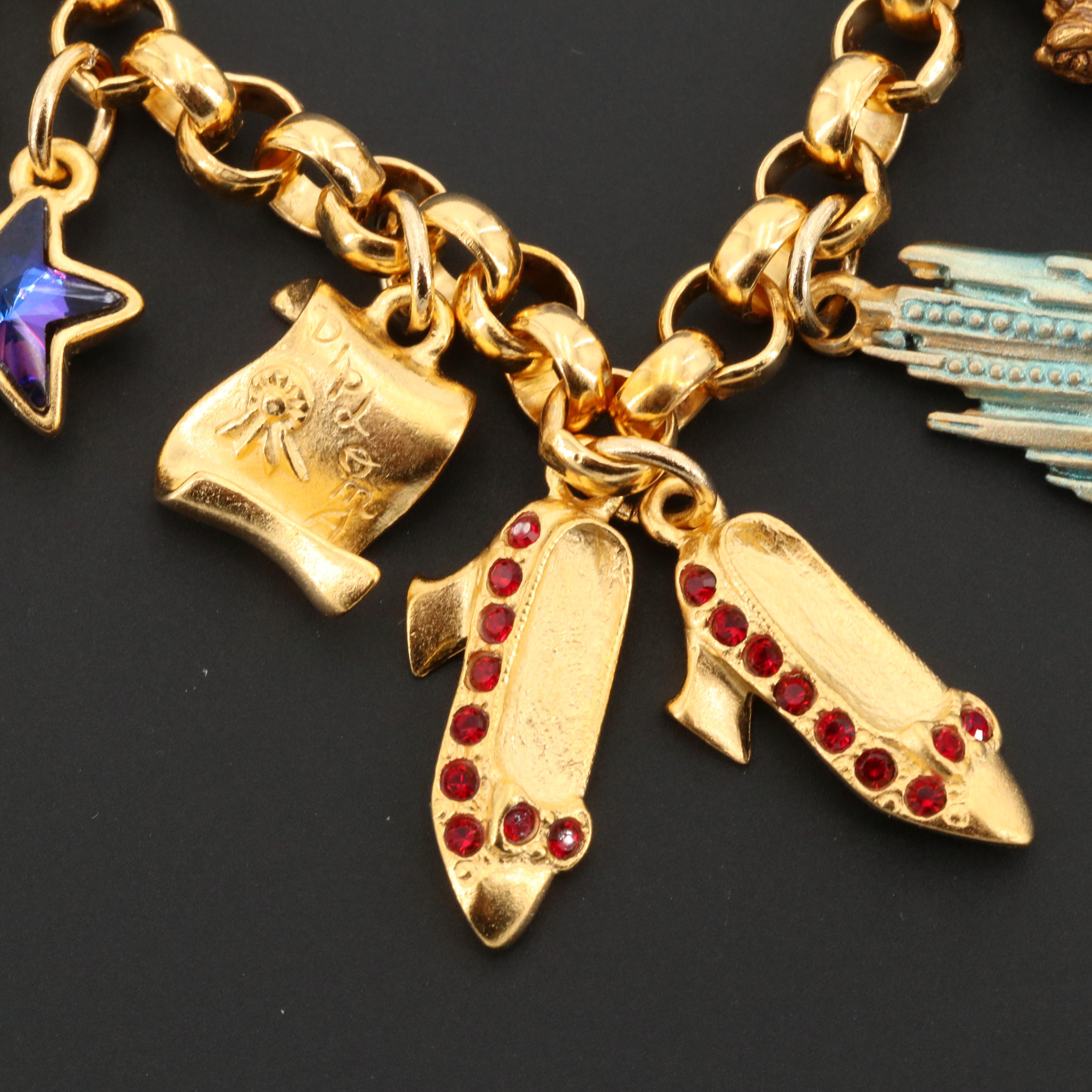 Rhinestone, Turquoise, and Enamel Charm Bracelets