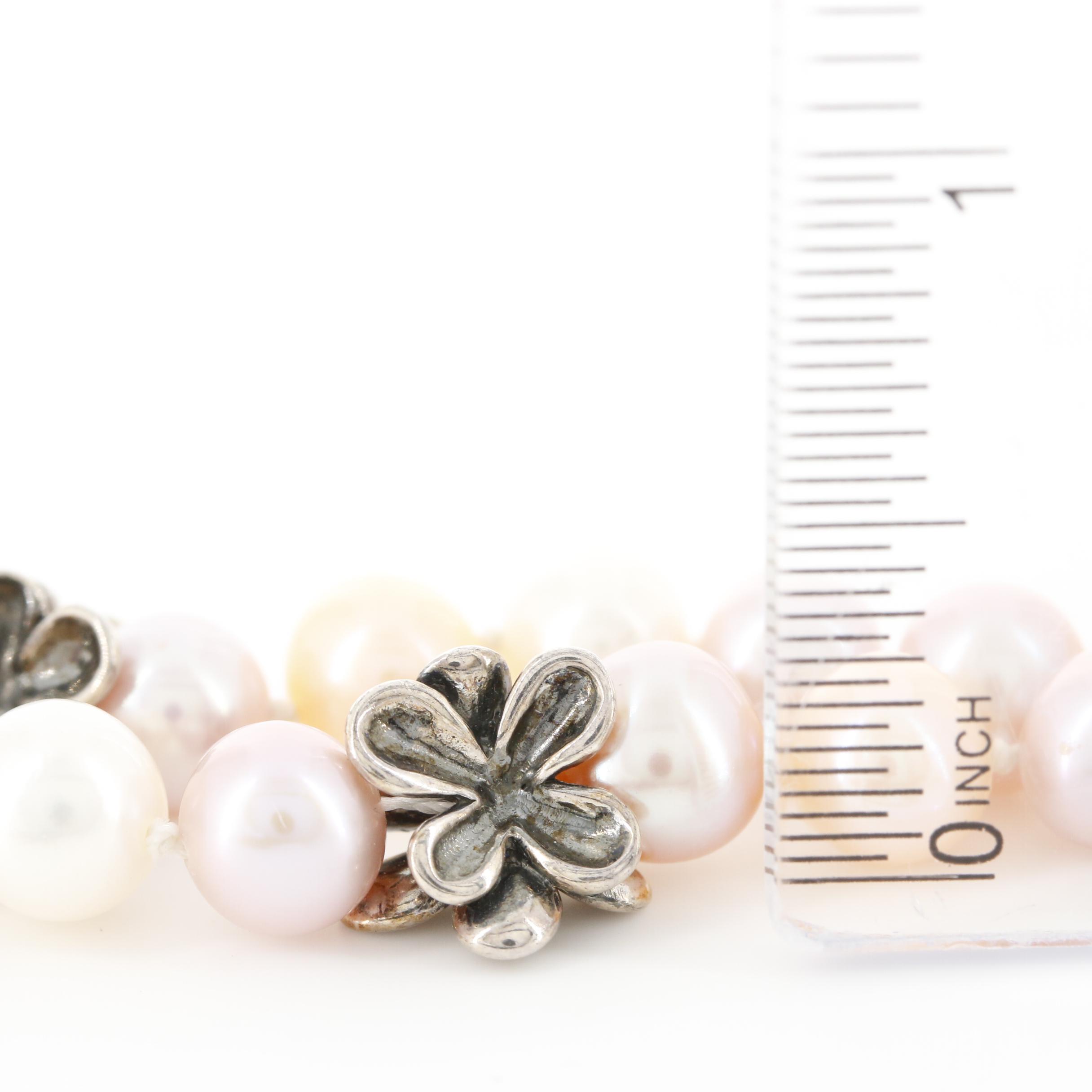 Double Strand Pastel Pearl Bracelet with Sterling Findings and 18K Gold Accents