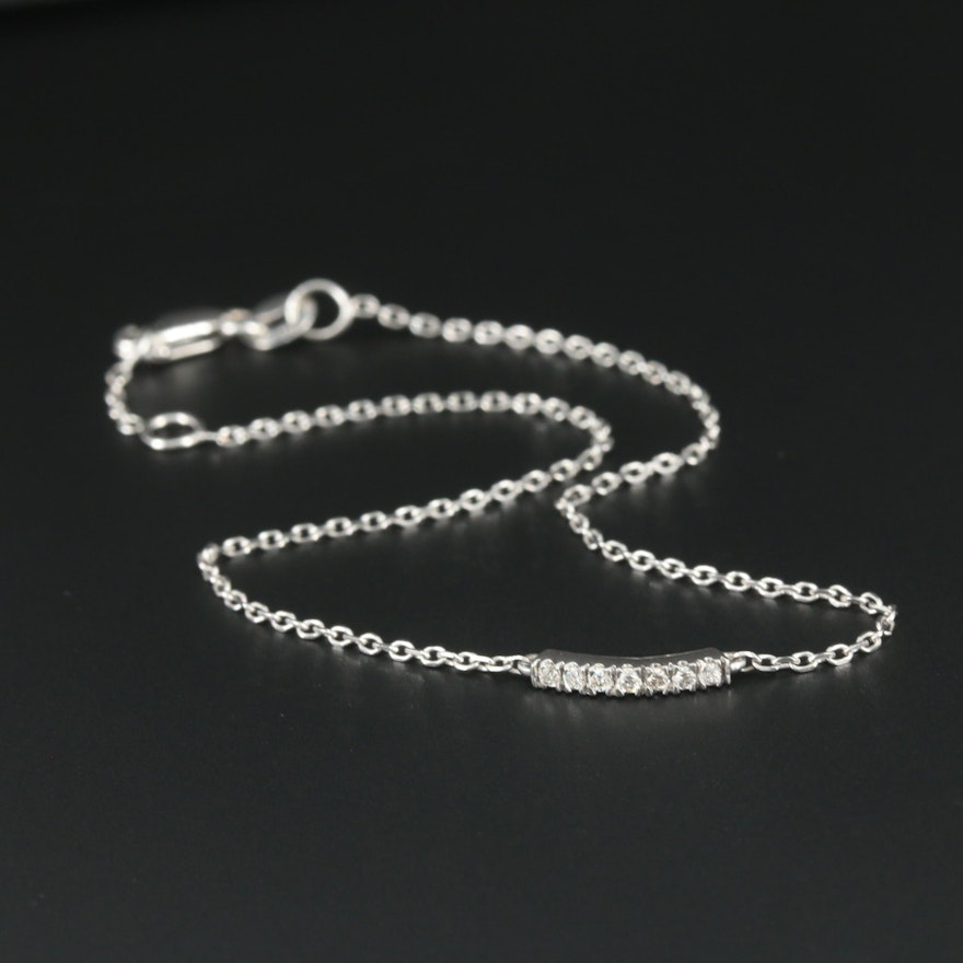 10K White Gold Diamond Bracelet with Adjustable Length