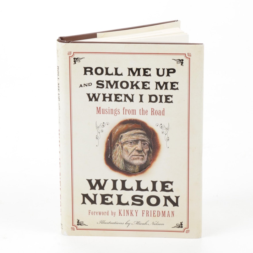 Willie Nelson Memoir with Original Drawing and Autograph