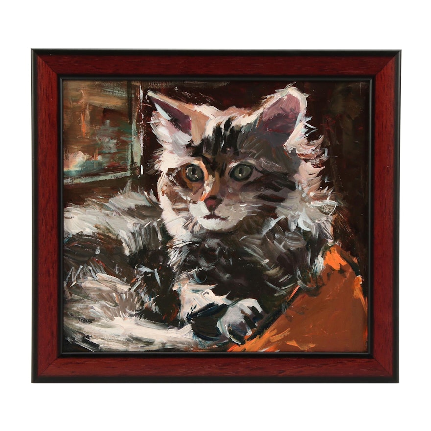 Adam Deda Oil Painting of Cat "Relaxing Afternoon"