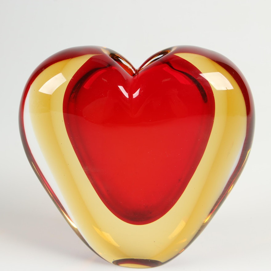 Luigi Onesto for Murano Oggetti Art Glass Heart-Shaped Vase