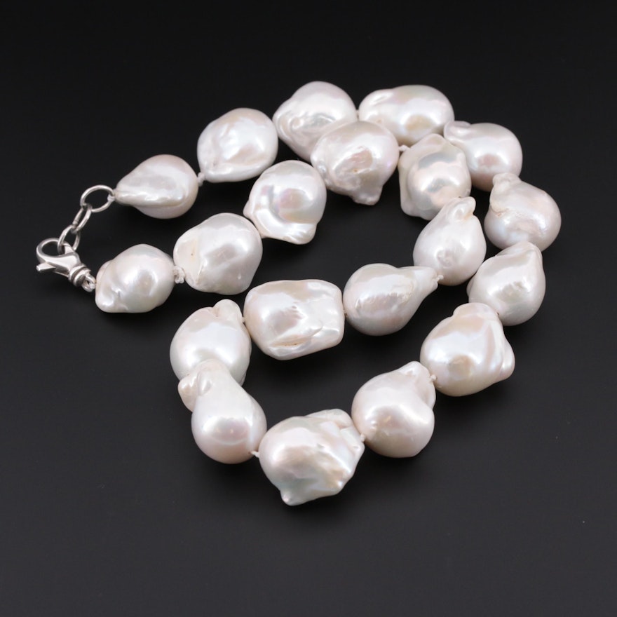 Cultured Pearl Necklace with Sterling Silver Clasp