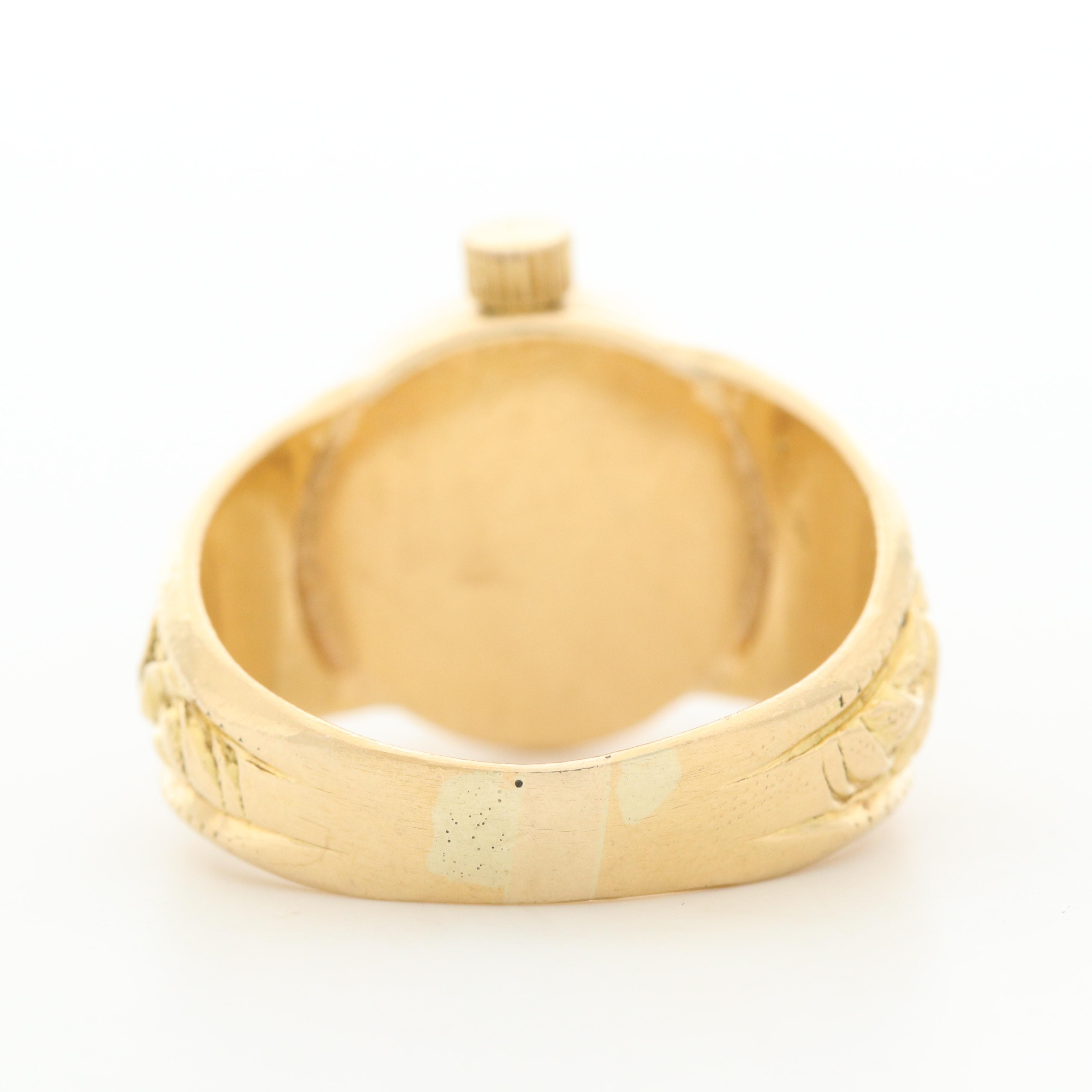 Vintage Rolex Orchid 18K and 14K Yellow Gold Watch Ring